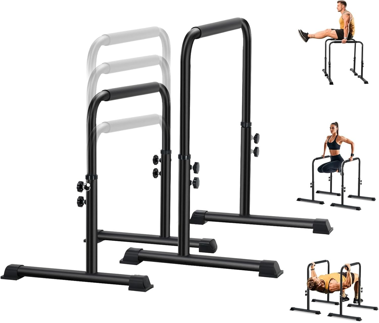 Advwin Dip Bar, 78-99Cm Height Adjustable Dip Station for Full Body Strength Training, Home Gym Workout Station for Push-Ups, L-Sits, Pull-Ups & Core Exercise &ndash; 120Kg Capacity image number 6