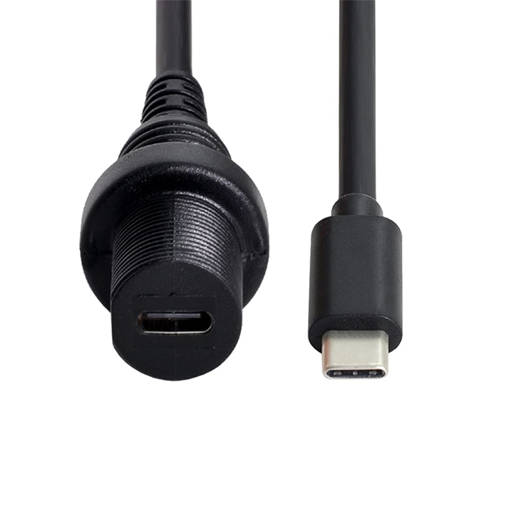 NFHK Waterproof USB-C Type-C USB 3.1 Extension Flush Car Mount Extension Cable for Dashboard Panel
