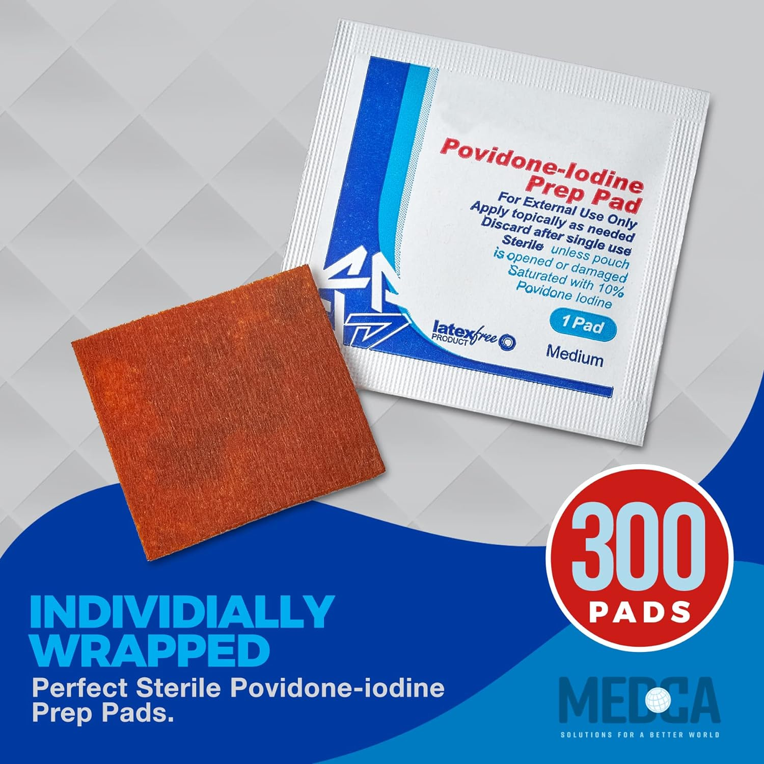 Iodine Prep Pads - (Box of 300 Count) Iodine Prep Solution Pads, 10% Povidone Iodine Swabs for Individual Disposable Cotton First Aid image number 6