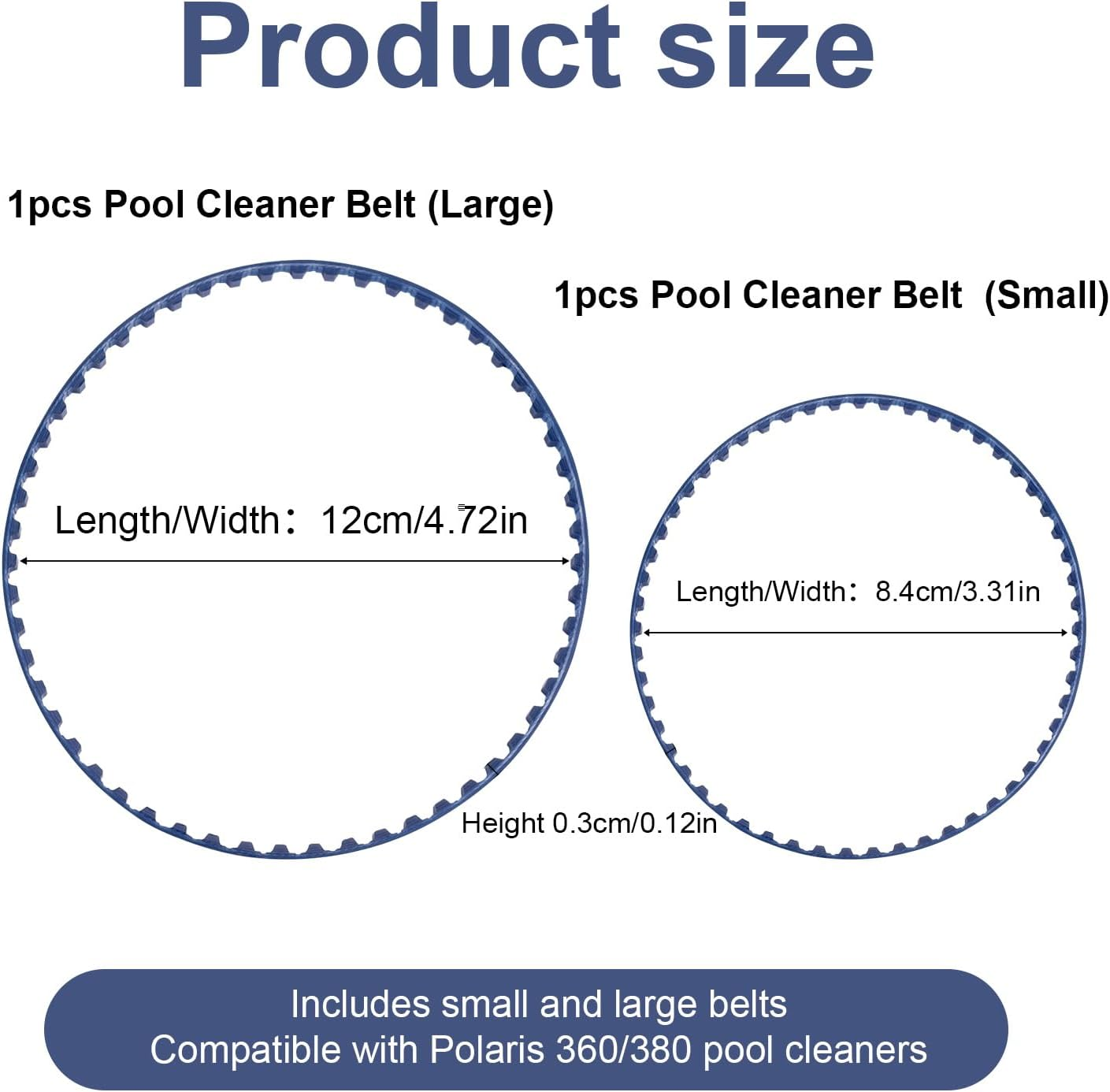 2Pcs Pool Cleaner Belt Replacement for Polaris 360 380, Polyurethane 9-100-1017 Small and Large Pool Cleaner Belt Replacement Kit Compatible with Polaris 360 380 image number 4