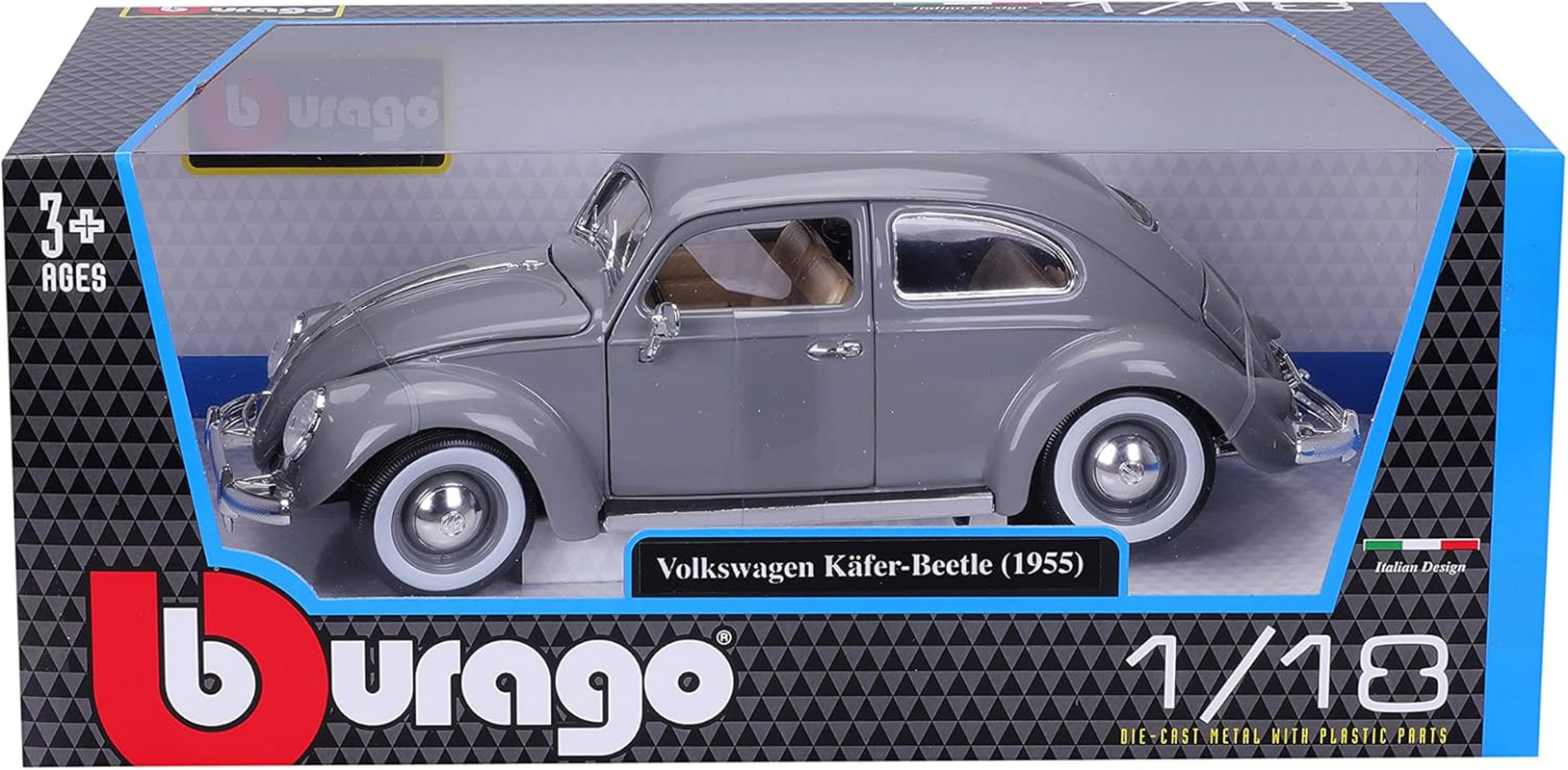 Bburago 18-12029G Volkswagen Beetle 1:18 Scale Model Car, Gray image number 5