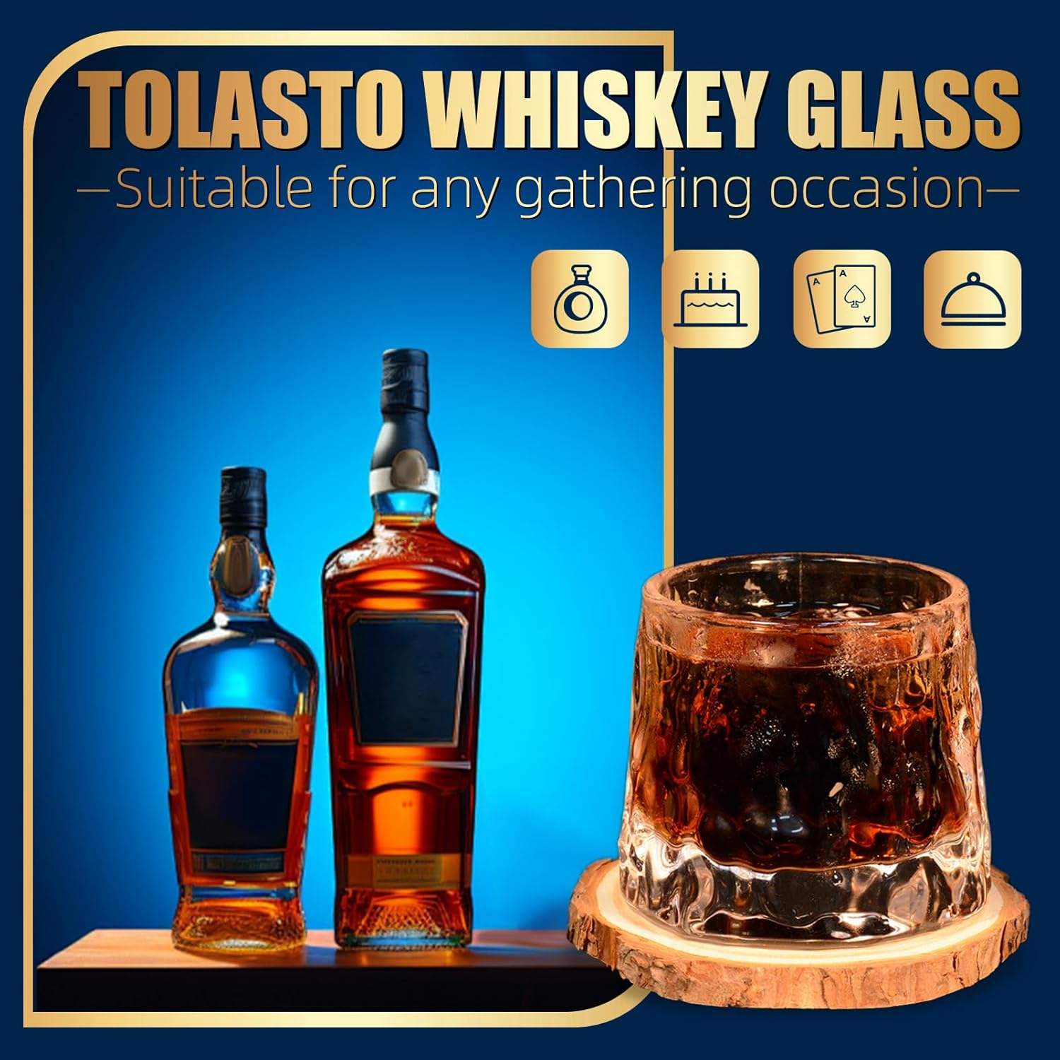 Whiskey Glasses Set of 4, Whiskey Glass Gift Set for Men, 5.5 Oz Old Fashioned Crystal Bourbon Glass Rocks Glass Cocktail Tumbler Glasses Set image number 1