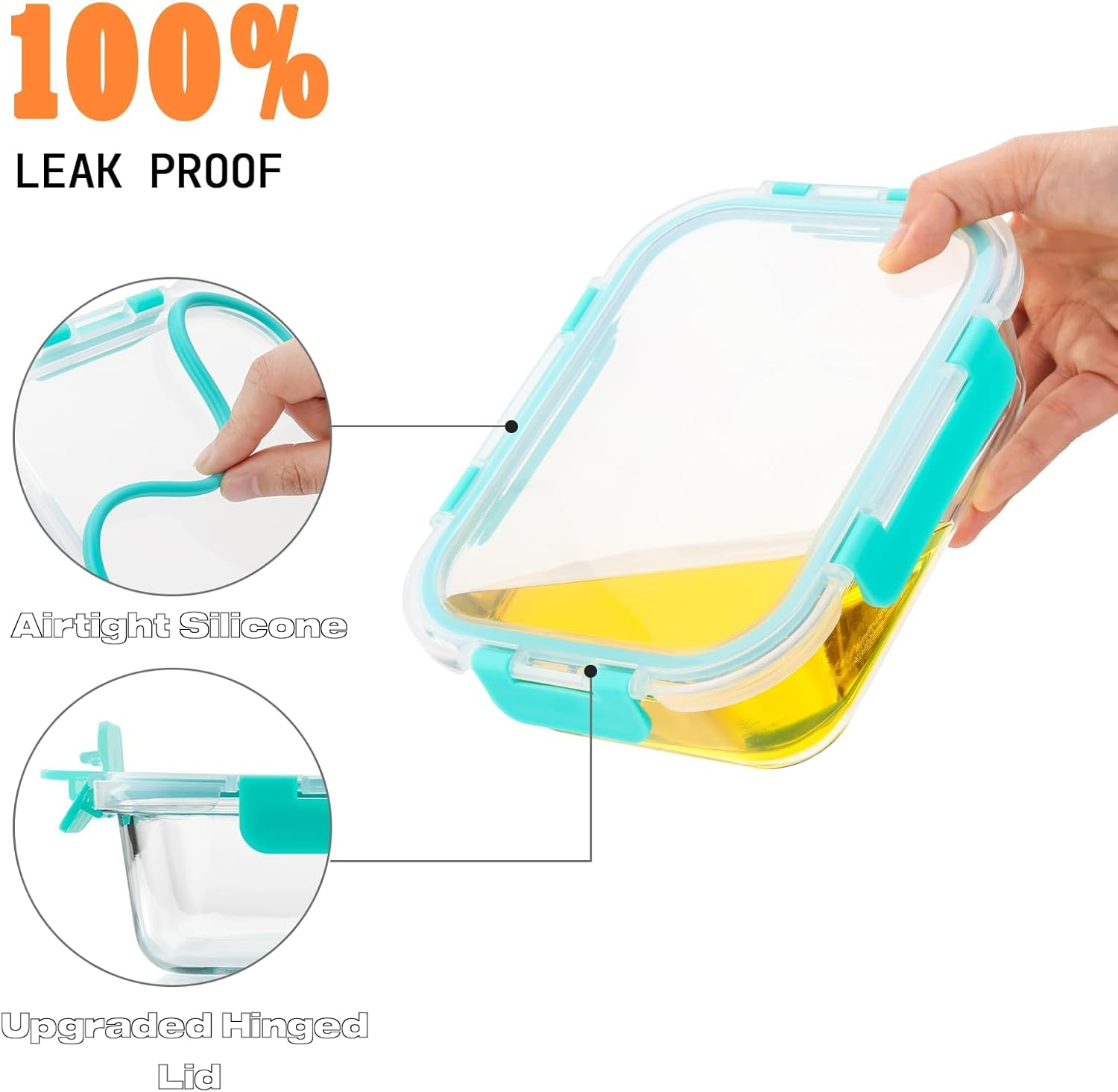 10 Pack Glass Food Storage Containers with Airtight Lids, Bpa-Free, Meal Prep Containers, Bento Boxes for Lunch and Leftovers image number 3