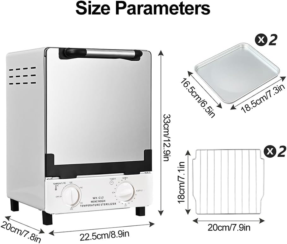 CHAOFLIGHT Nail Tool Sterilizers 12L Double Deck Heat Sterilizer High Temperature Cleaning Dry Box Metal Sterilizer Cabinet for Scissors,Bottles, Toys, Towels Salon Equipment image number 1
