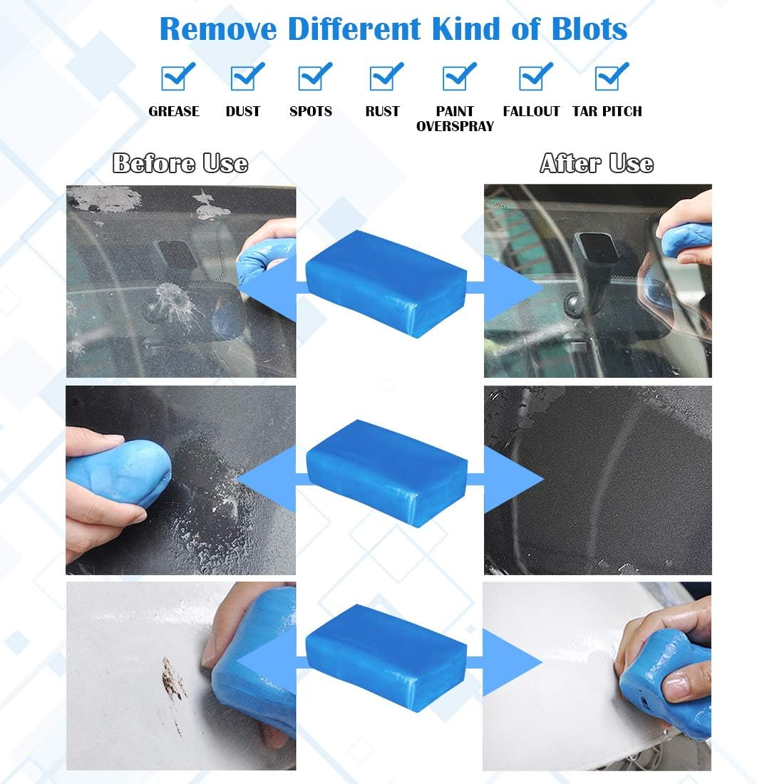 Glarks 8Pcs Clay Bar Car Detailing Clay with Premium Microfiber Washing Towel and Car Wash Sponges for Cleaning Oxidation, Scale, Bird Feces, Iron Powder, Acid Rain, and Sap on Car and Glass image number 5