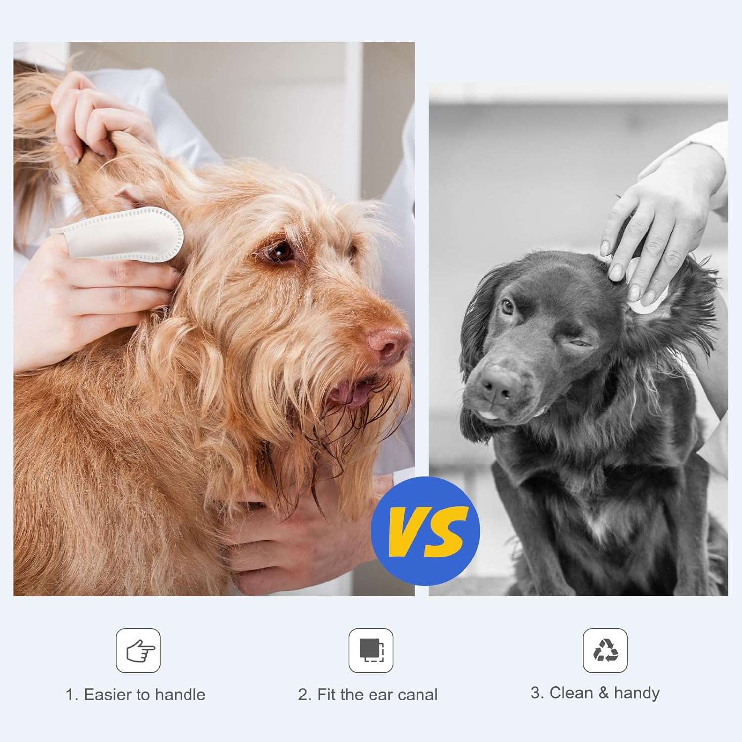 Avont 2 Pack Dog Ear Cleaner Wipes, Gentle Ear Relief Cleaning Finger Sheath for Cats Pets, 100 Disposable Pieces image number 4