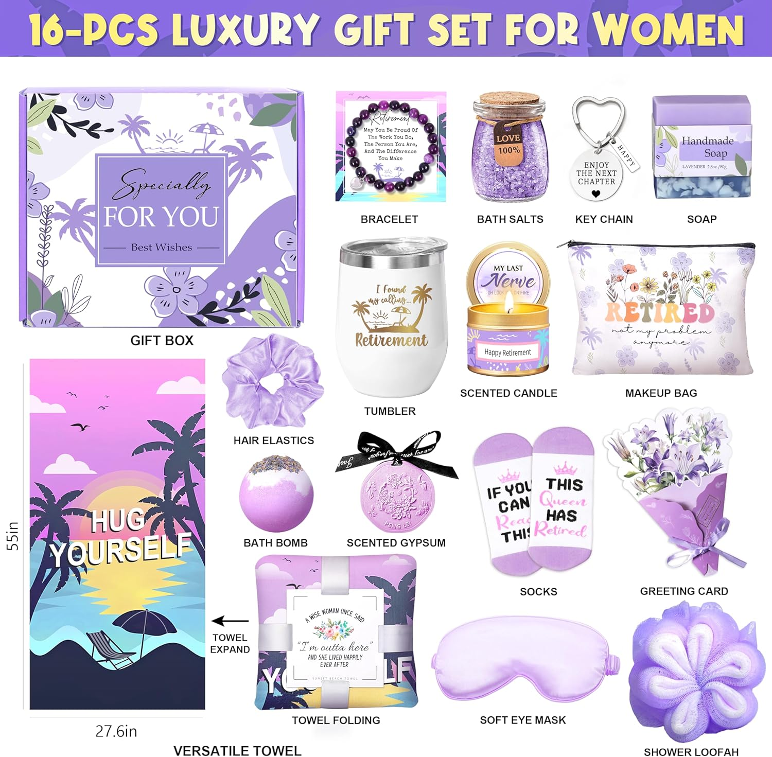 Retirement Gifts for Women 2025 Happy Retirement Gifts for Coworker Nurses Teacher Boss Friends Mom Grandma Retirees Best Retirement Gifts Ideas Funny Retired Gifts Basket image number 1
