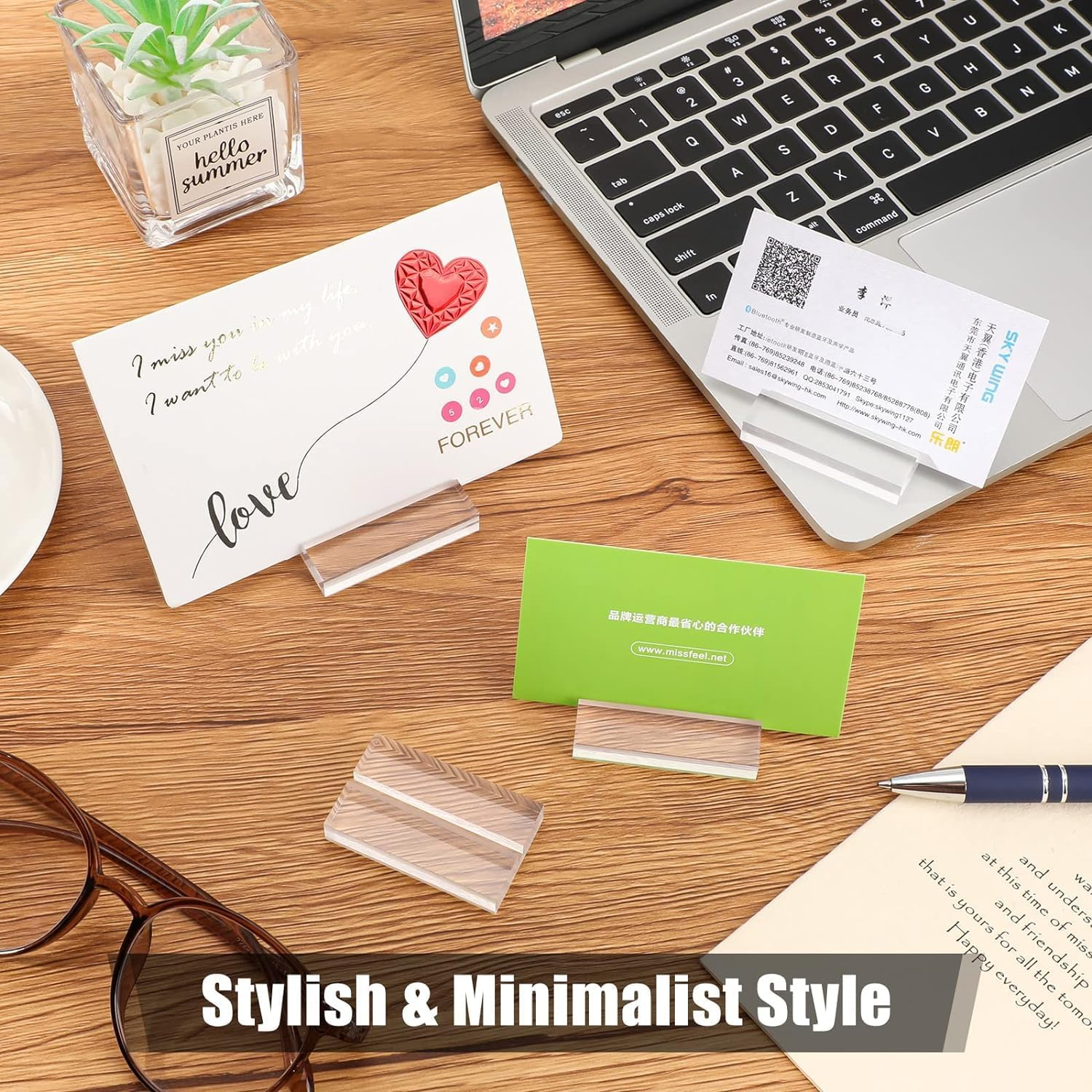 10 Pieces Acrylic Stands Clear Place Card Holders, Acrylic Sign Holders Table Number Stands with Card Slot Table Display Wedding Sign Holders Stand for Numbers Photos Office Menu Meeting image number 1