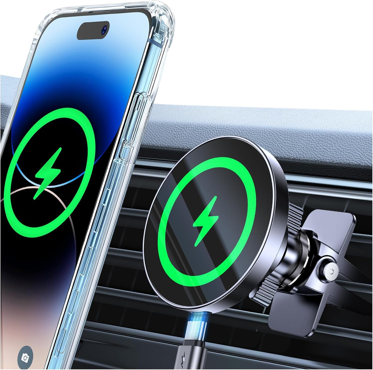 For Magsafe Car Mount Charger【360&deg; Rotation】15W Fast Charging Wireless Car Phone Holder Charger for Vent Dashboard【Strong Magnets】Magnetic Phone Holder Mount Charger for Iphone 16 Pro Max 15 14 13 12 image number 1