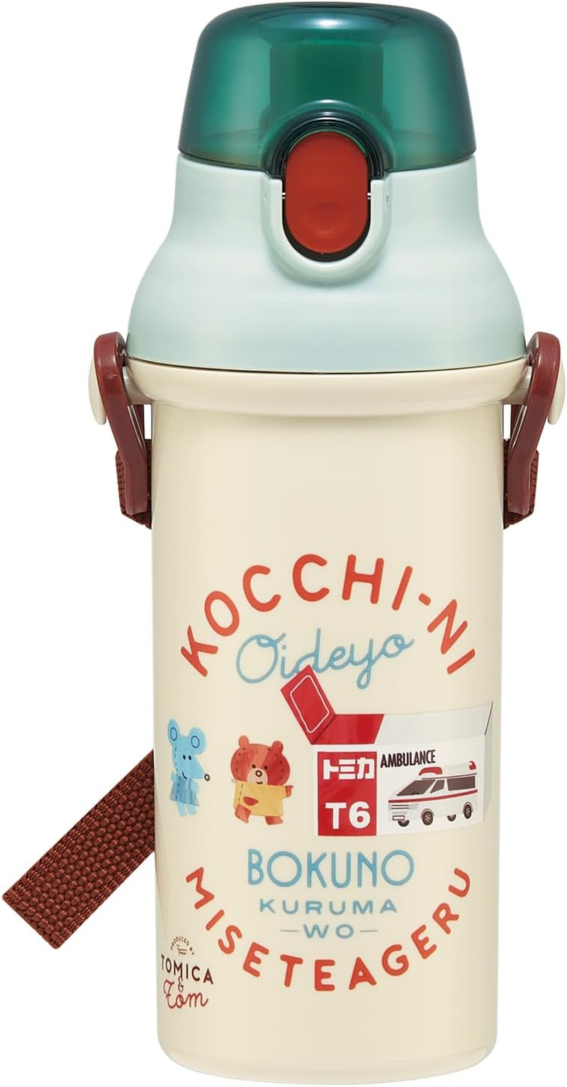 Skater SKCP3-A Children'S Stainless Steel Water Bottle, 2-Way Drinking Straw, 14.1 Fl Oz (410 Ml), Cup Drinking, 11.8 Fl Oz (350 Ml), Tomica and Tom, Tsumupappa, Kid-Friendly Lightweight Type, Small