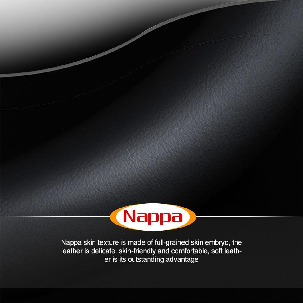 Carodi Nappa Leather Car Steering Wheel Cover, Suitable for Tesla Model 3 / Tesla Model Y Steering Wheel Cover - Black-C image number 2