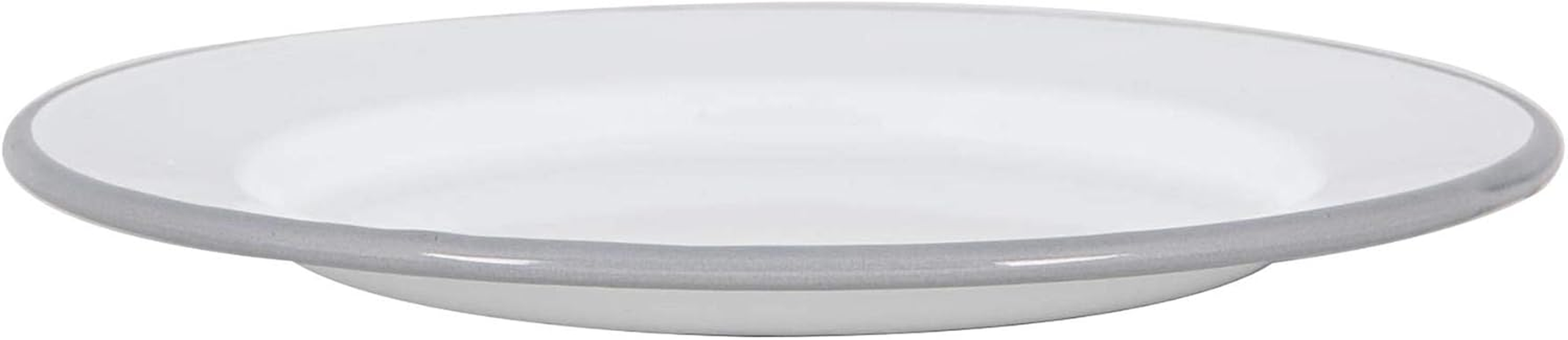 Argon Tableware Enamel Dinner Plates - 25.5Cm - Pack of 6 - Grey Dining Plates Lightweight Camping Large Dinner Dish for Appetisers, Starters, Mains, Sides, Desserts