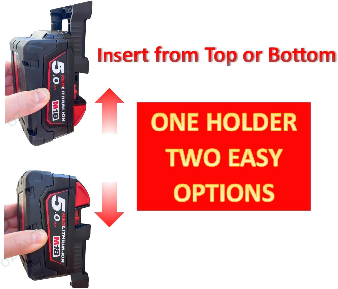 10Pcs Battery Holder Mount for Milwaukee 18V M18 Batteries | Wall Bracket | Milwaukee Battery Organizers | Black image number 3