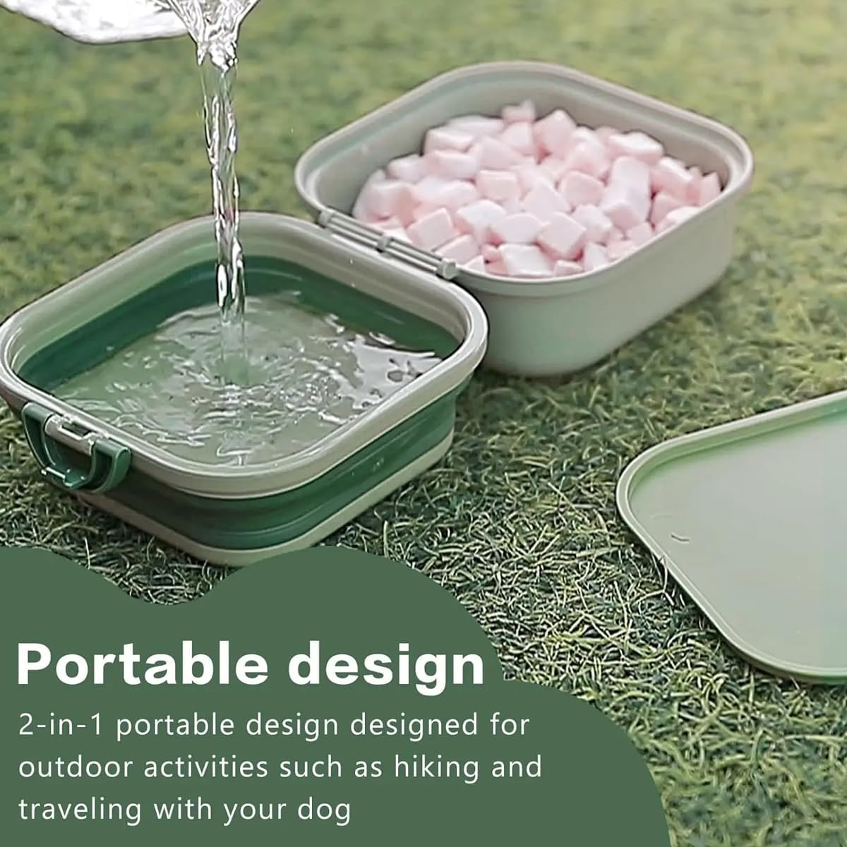 AIMALL 2-In-1 Portable Collapsible Pet Food and Water Bowl, Double-Layer Travel Dog Bowl with Lid, 5.62X5.39X2.75 Inches, Ideal for Outdoor Hiking Camping and Pets image number 3