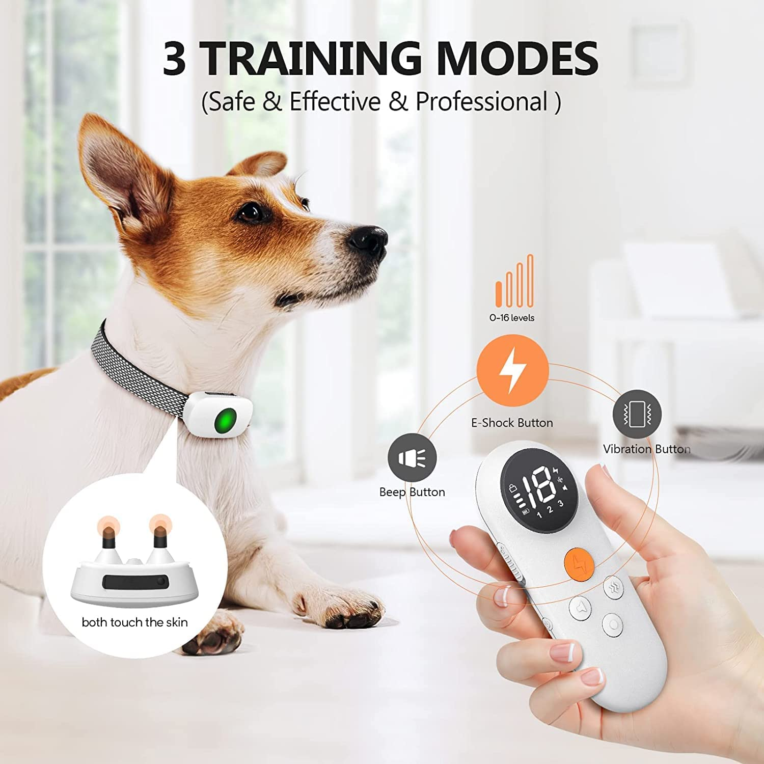 Dog Shock Collar,Ozkey Lightweight Dog Training Collar with Remote,Rechargeable E-Collar Bark Collar with 3Safe Training Modes,Security Lock and 1640Ft Remote for Small Medium Large Dog