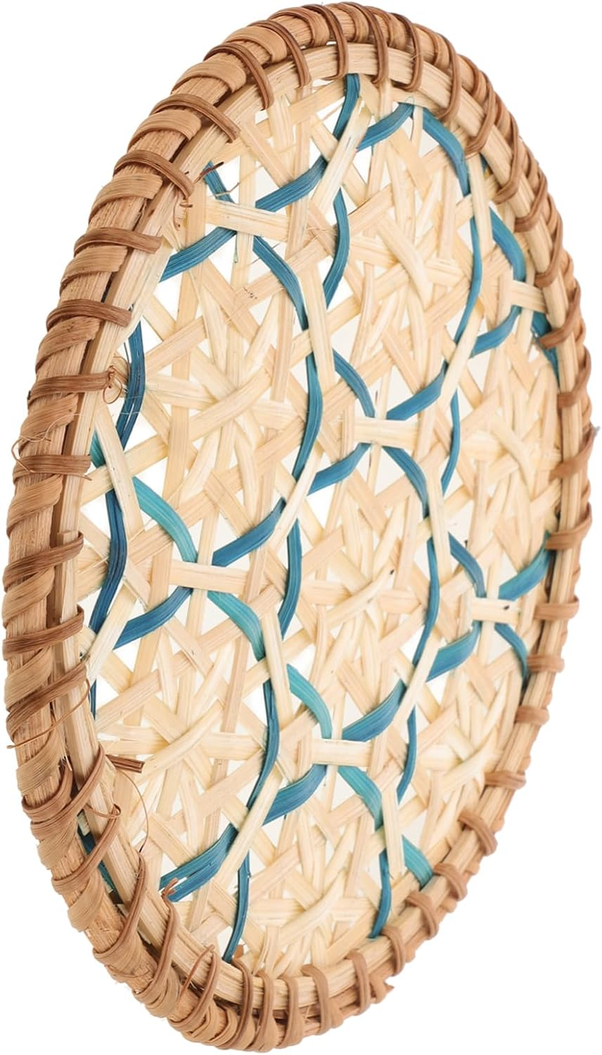 Rustic Woven Rattan Coaster Heat Insulation Mat for Coffee Bar Tea Cup Holder image number 2