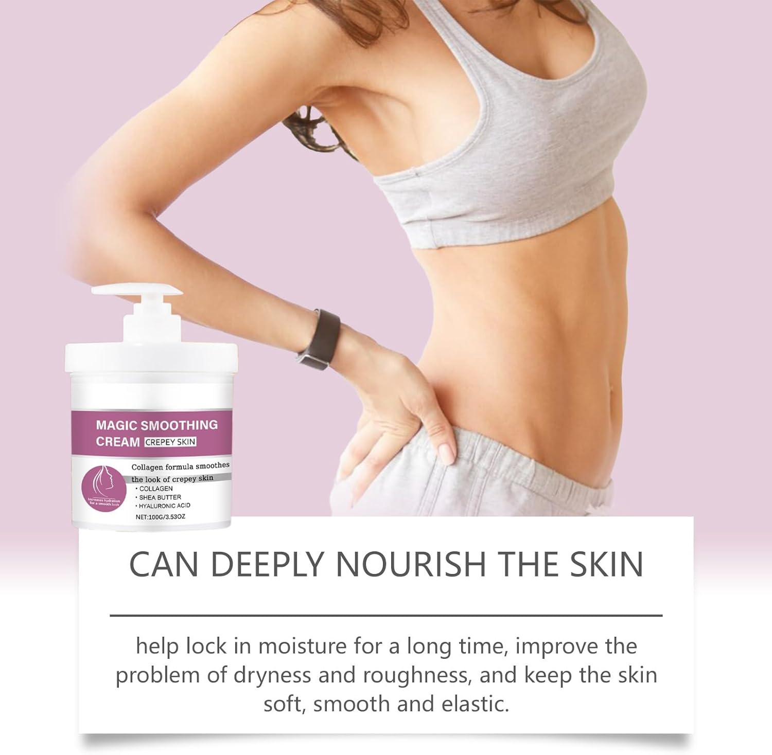 Crepey Skin Wrinkle Smoothing Cream &ndash; Firming Body Lotion with Collagen, Hyaluronic Acid & Peptides, Ultra-Hydrating Treatment for Neck, Arms, Legs & D&eacute;collet&eacute; (2Pcs) image number 3