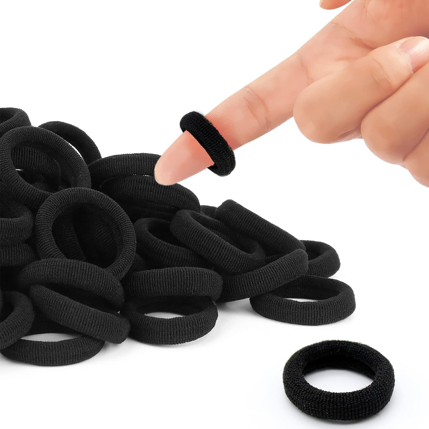 Ondaring 100Pcs Baby Hair Ties, Black Elastic Hair Bands Seamless Toddler Kids Hair Accessories, Mini Ponytail Holders for Girls and Kids (Black) - Ice Cream image number 4