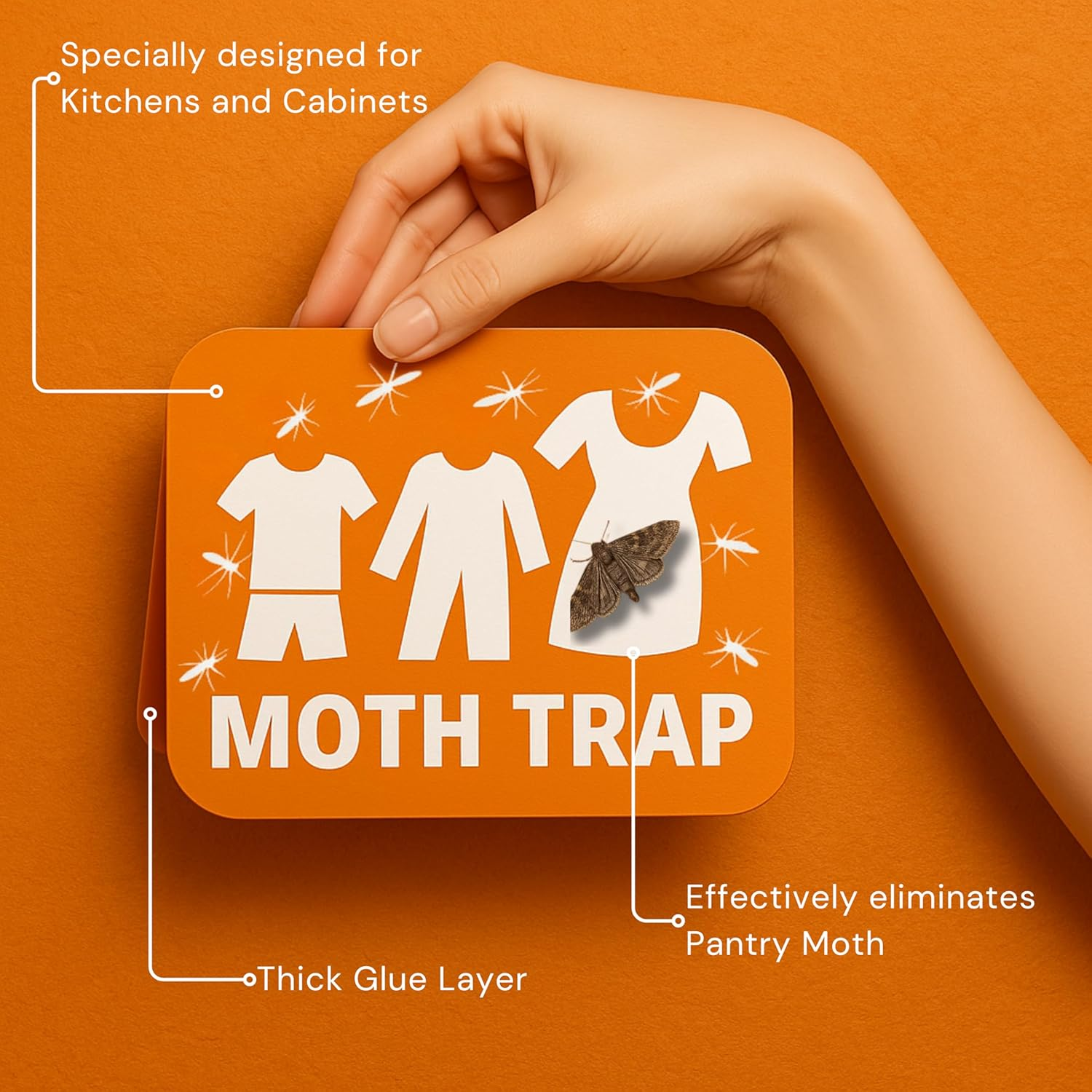 Moth Traps &ndash; Non-Toxic Pheromone Sticky Traps for Clothes & Pantry Moths &ndash; Odorless, Safe for Home Use, Effective & Easy to Use &ndash; 8 Pack