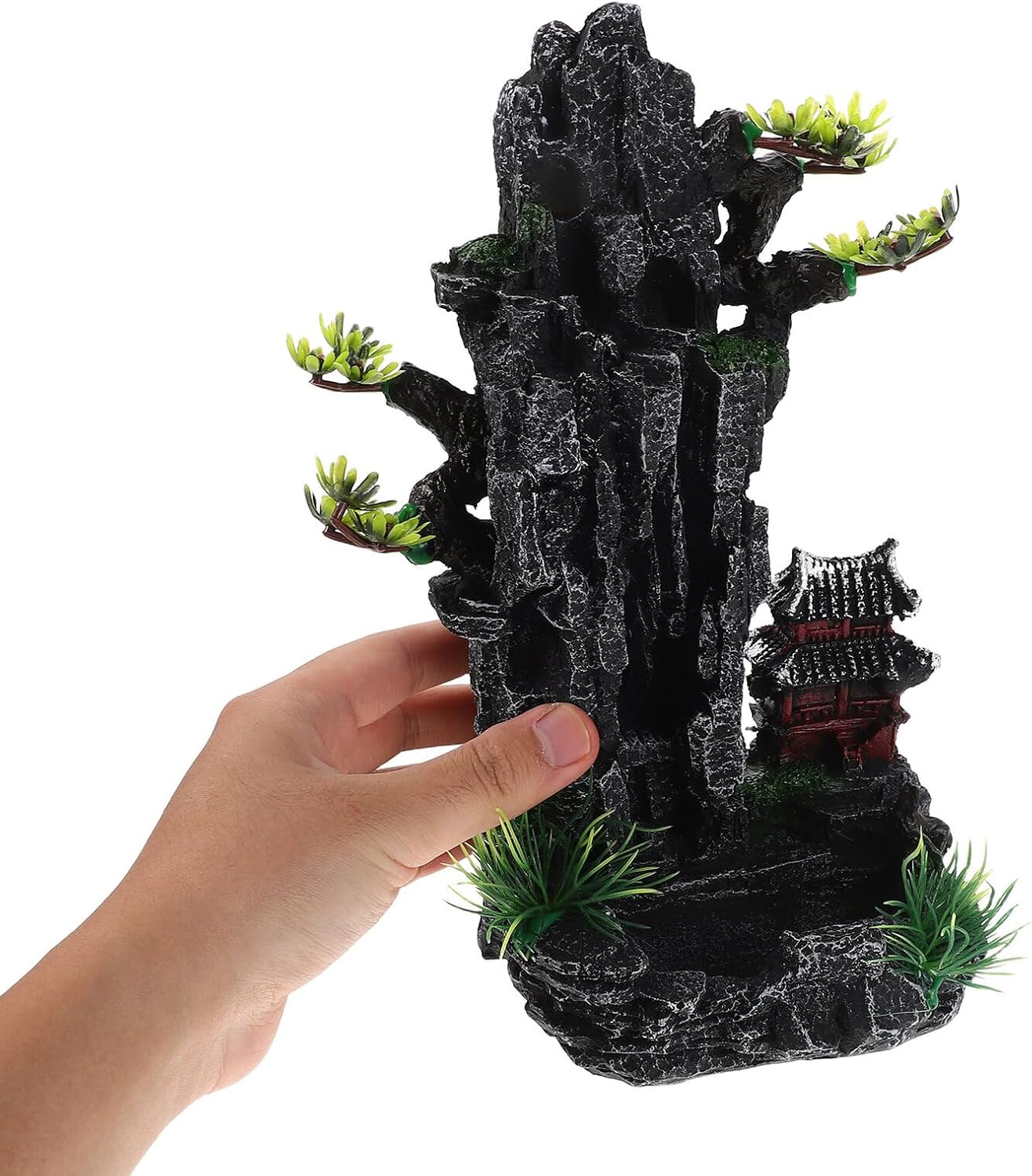WEKAMOS Aquarium Mountain Resin Decoration Fish Tank Hideout Cave Artificial Rock Figurine Landscape Ornament for Betta Shrimp Small Aquatic Habitat image number 5