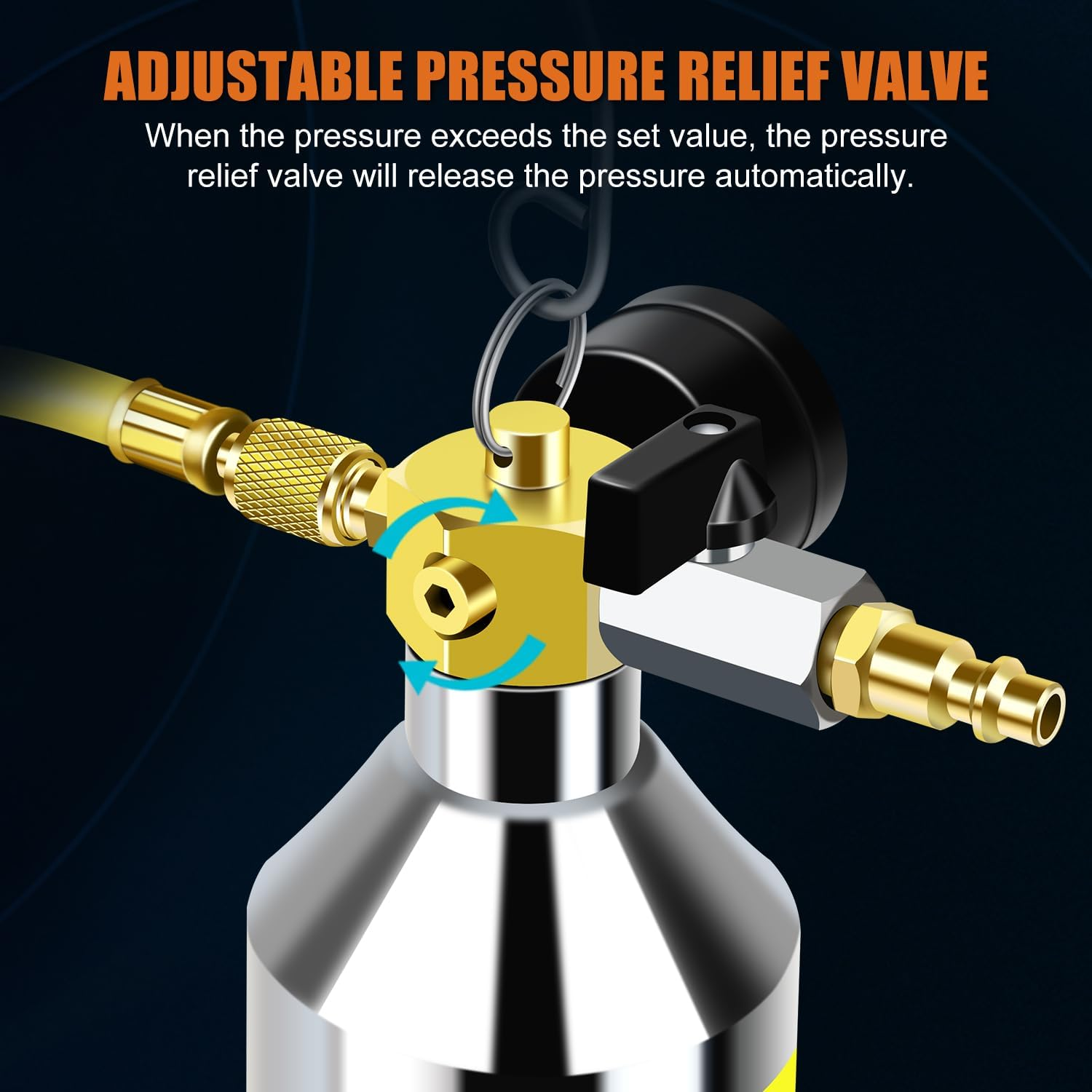 AC Flush Kit, Automotive Air Conditioner System Clean Canister Flushing Gun Tool Set for Cleaning Auto R134A R404A R410A HVAC Hose Condenser Evaporator, with 220PSI Gauge Air Plug Fittings image number 5