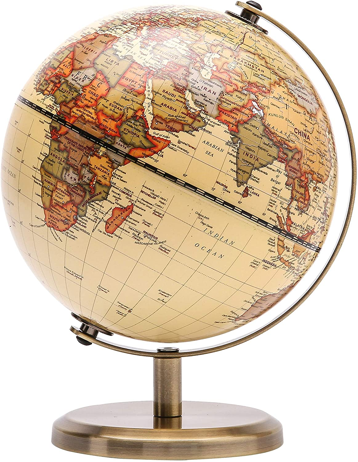 Exerz 10Cm Antique Globe - Mini Globe - Vintage Colour Modern Map (Diameter: 10Cm)