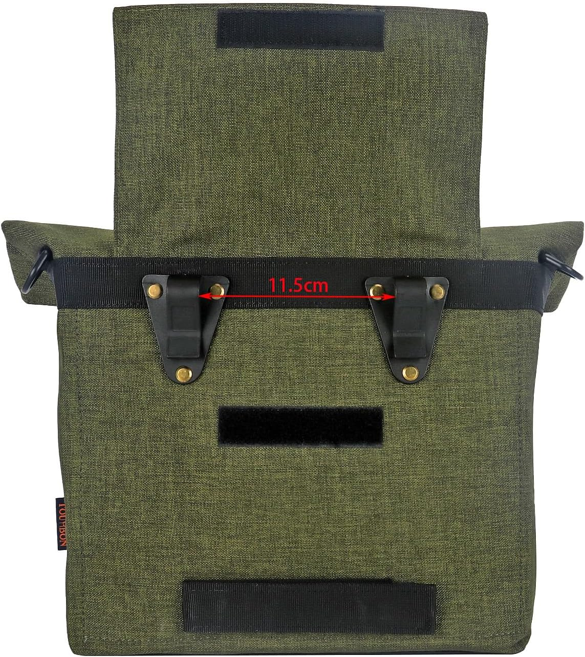 TOURBON Nylon Double Pannier Shoulder Bags Bicycle Rear Rack Trunk Motorcycle Tail Seat Bag (Dark Green) image number 4