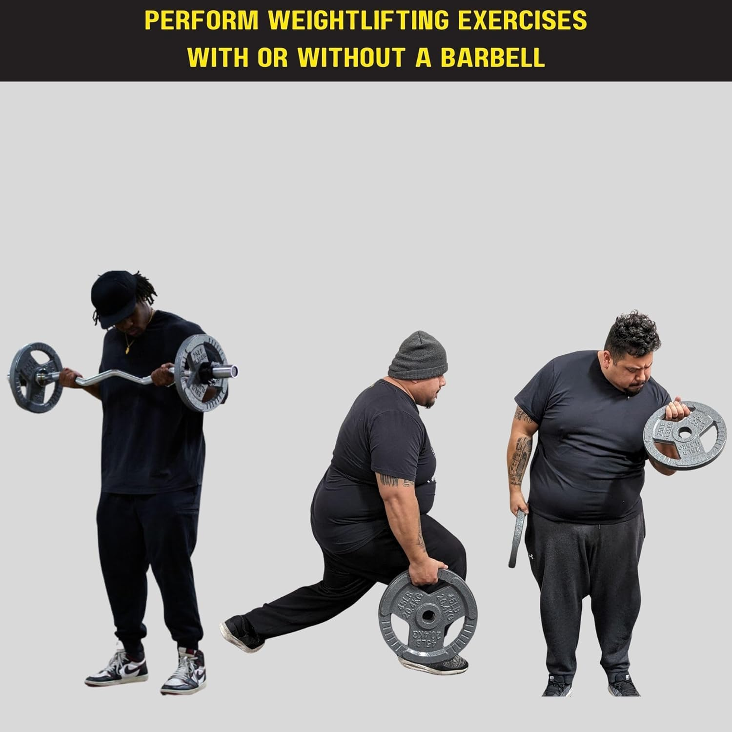 Hulkfit 1 Inch and 2 Inch Cast Iron Weight Plate with Multi-Grip Handles and Enamel Coated for Barbells & Plate Only Strength Training - Grey image number 1