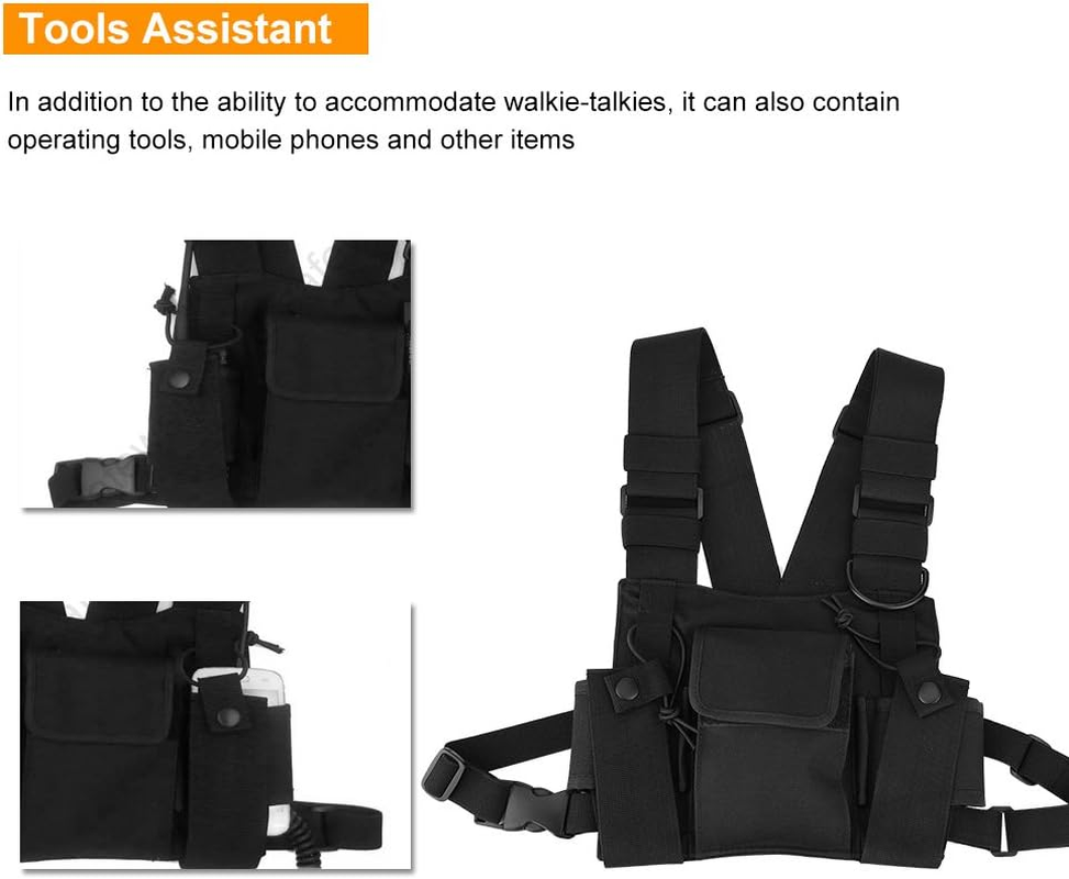 Walkie-Talkie Chest Pack, Walkie Talkie Bag Chest Pocket Universal Hands- Adjustable Bag Two Way Carry Radios Holder for Police, Building Works and Other Hazardous Places image number 6