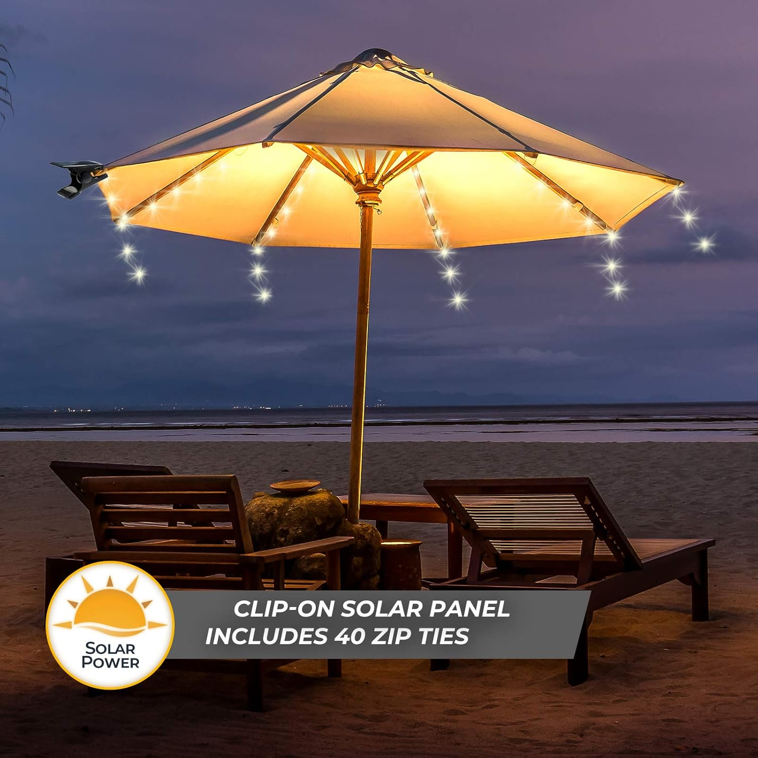 ANGMLN 1 Pack Patio Umbrella Lights Solar Powered Outdoor 8 Modes 112 LED Parasol String Light Waterproof Umbrella Pole Solar Lights for Patio Camping Tents image number 2