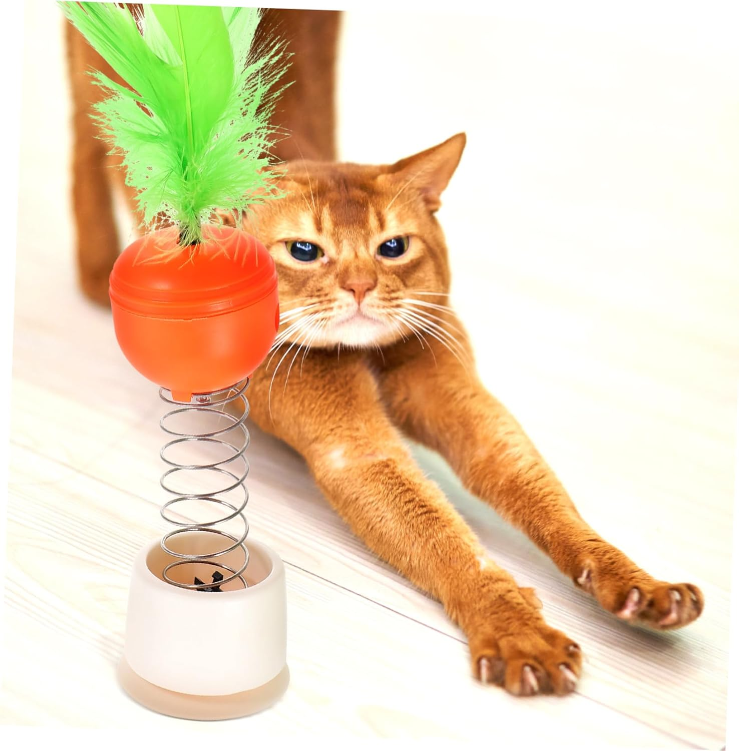 Cat Treat Dispenser Interactive Carrot Shaped Spring Teaser with Suction Cup for Indoor Cats Engaging Slow Spill for Pet Rooms and Stores image number 4