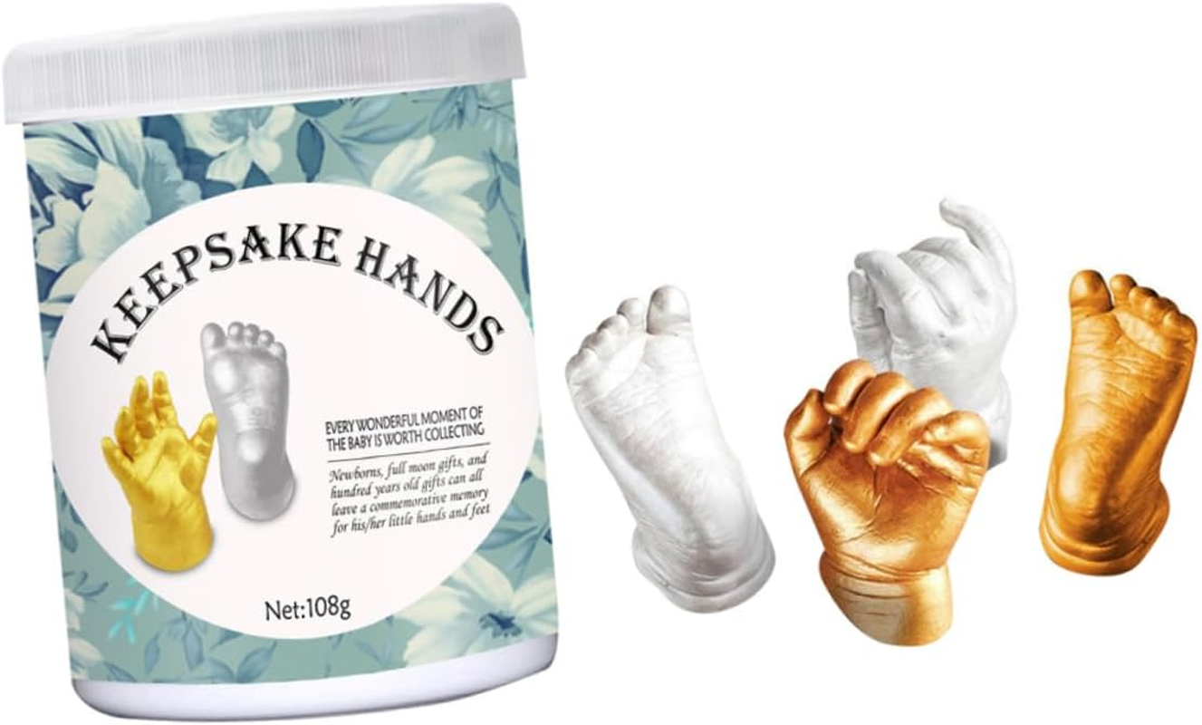 Newborn Baby Hand Casting Kit Plaster Powder for 3D Keepsake Molding, Baby Foot and Handprint Memorial Set for Infant Full Moon and Hundred Days Celebration image number 3