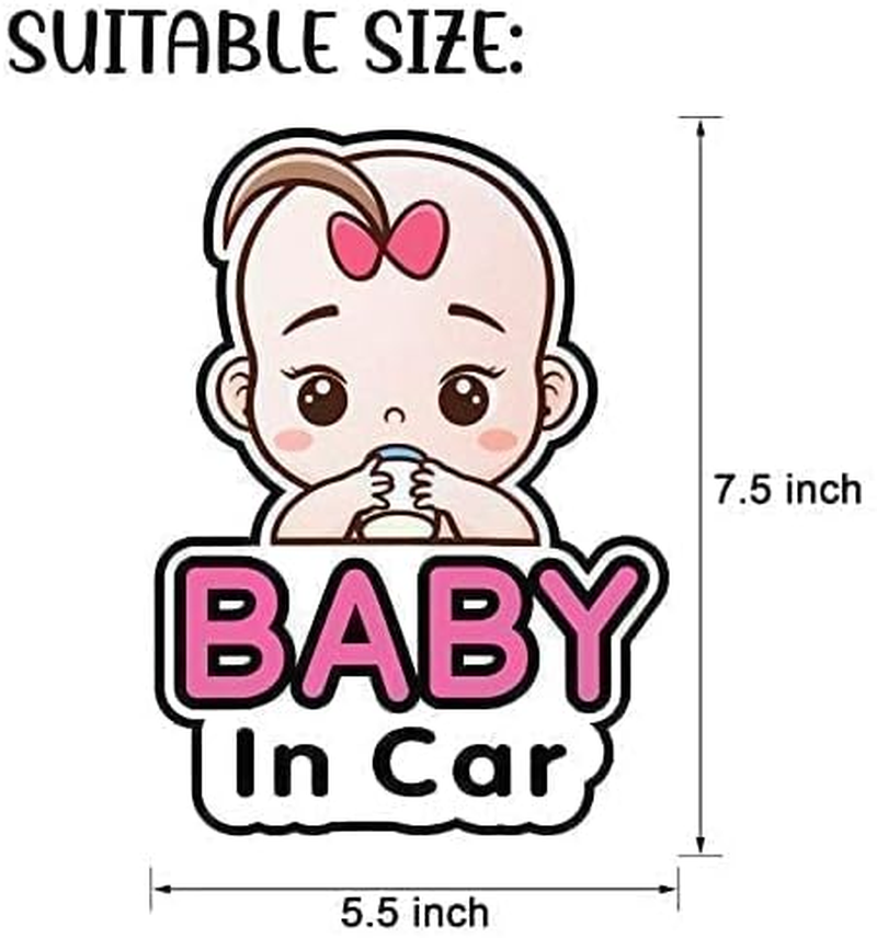 2 Pcs Baby in Car Stickers Sign and Decal for Girl Baby Car Removable Safety Notice on Board Stickers (Girl Style) image number 1
