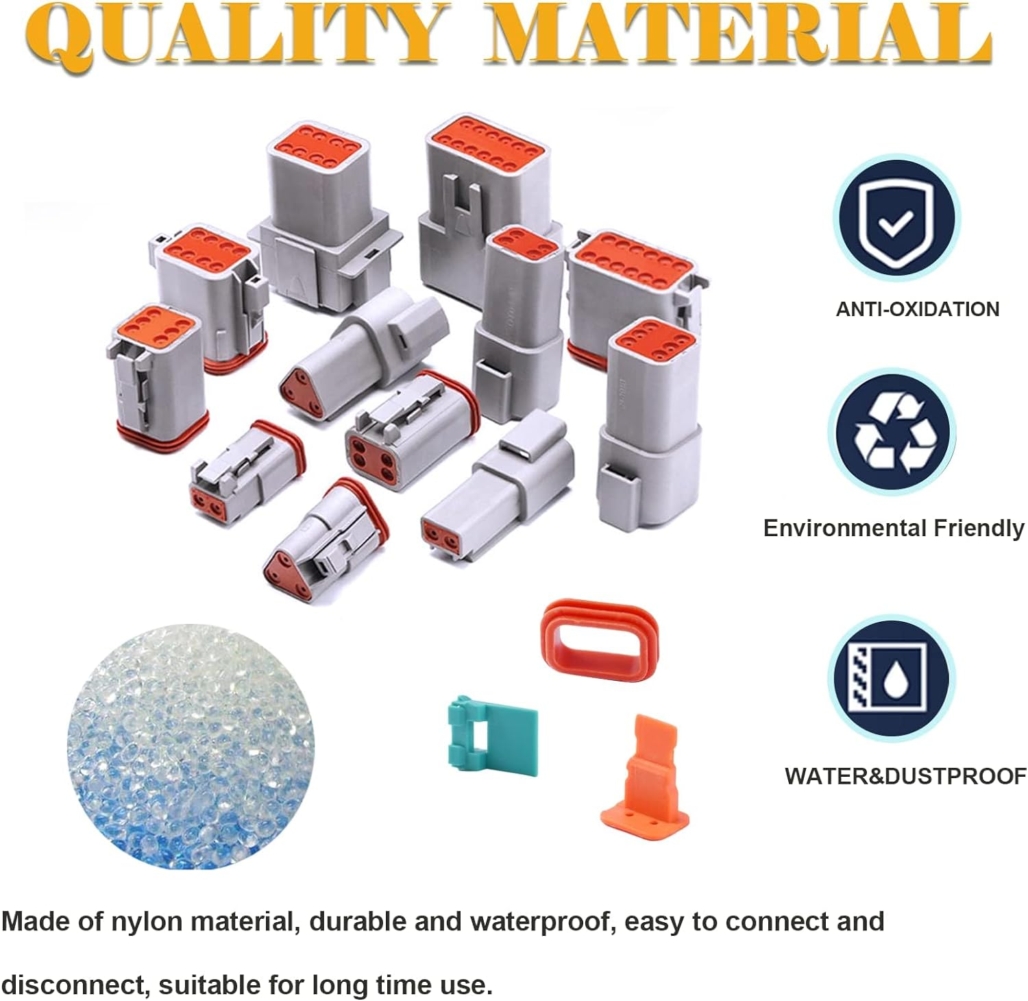 MTJNYZA 242Pcs Deutsch DT Male/Female Electrical Car ​Connector Plug Kit (2,3,4,6,8,12-Way/Pin) Car Waterproof Male Connector & Wiring Harness Male and Female Pair Plug-In Combination Box. image number 2