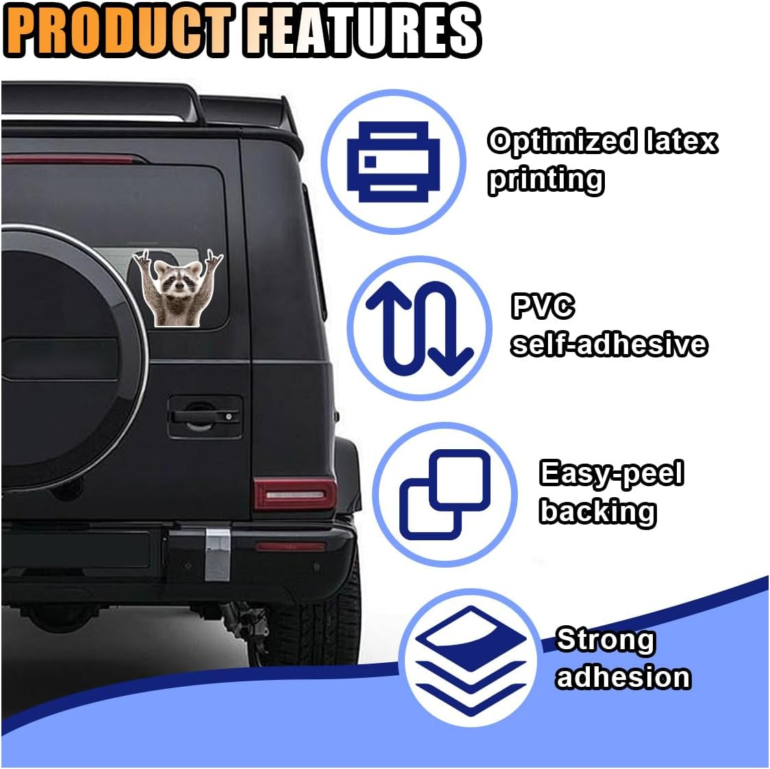 Funny Rocking Raccoon Sticker Decal - Cute Car Window Decal Waterproof Vinyl Sticker, 5.11&times;4.42 Inch Raccoon Pattern Car Laptop Wall Window Bumper Sticker (1PC) image number 4