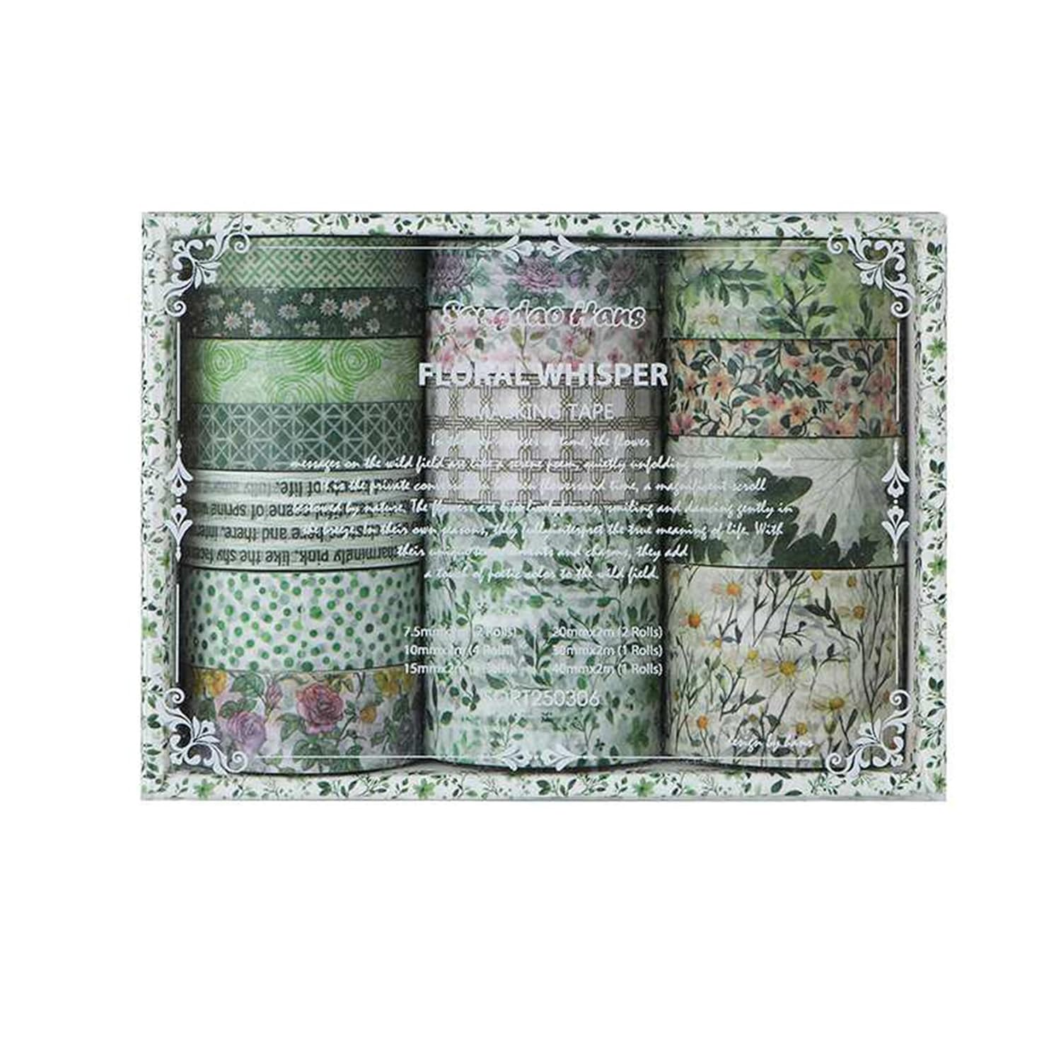 Songdao Floral Washi Tape Set - 15 Rolls Blossom Arts Adhesive Tapes Flowers Garden Decorative Masking Tape Sets for Craft, Kids, Scrapbook, DIY, Gift Wrapping (1-Botanical Freshness) image number 4