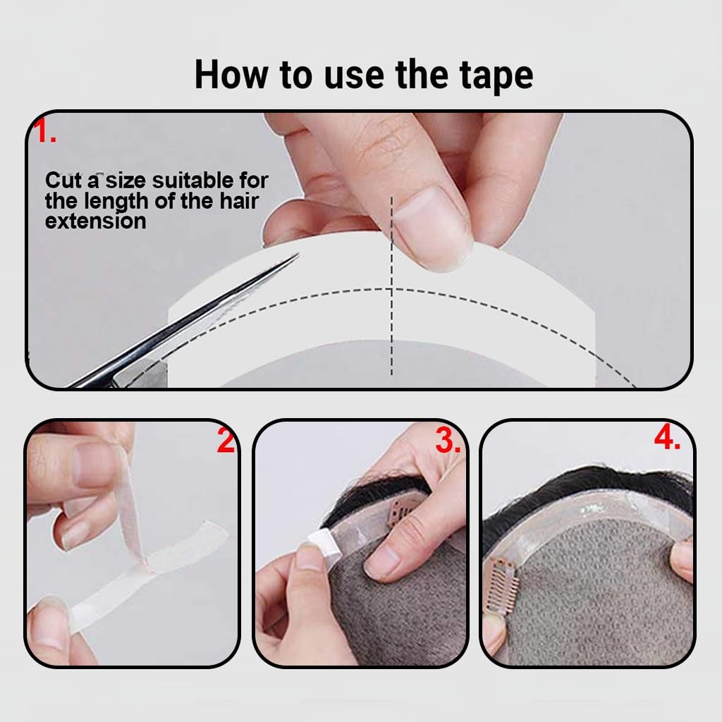 Wig Tape Double Sided for Hair Extensions, 20Mm Width 3 Yards 2 Rolls Transparent Adhesive Tape for Wigs and Toupees, Strong Hold Sweat Proof Water Resistant for All Day Lasting - Geiwogwc image number 2