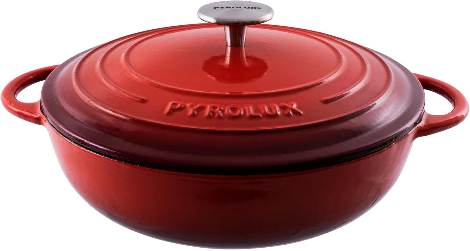 Pyrolux Pyrochef Cast Iron Casserole/French Oven 28 Cm/6 Litre, Chilli Red