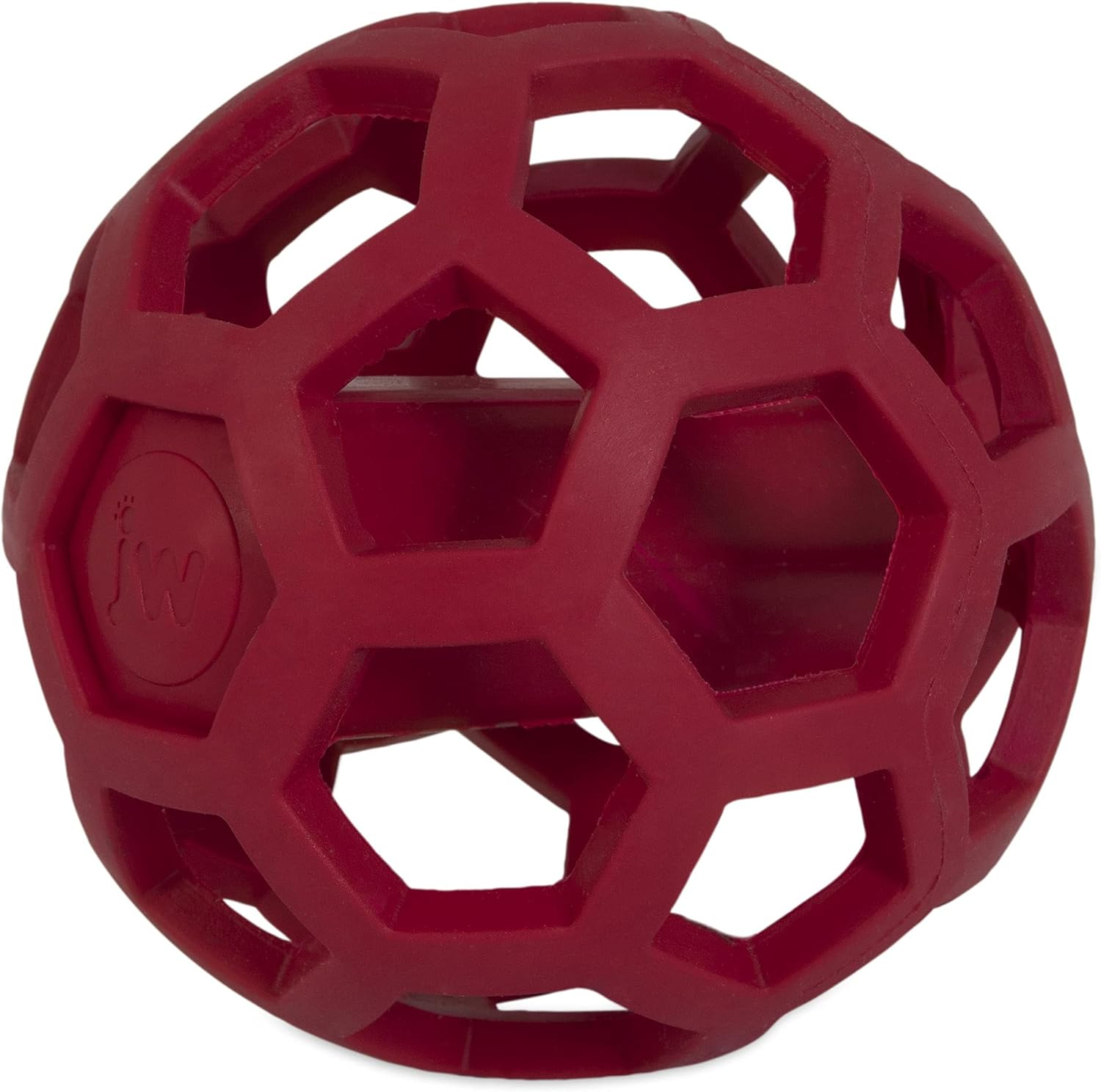 JW Pet Hol-Ee Giggler Dog Toy Puzzle Ball, Natural Rubber, Medium (4.5 Inch Diameter), Red image number 3