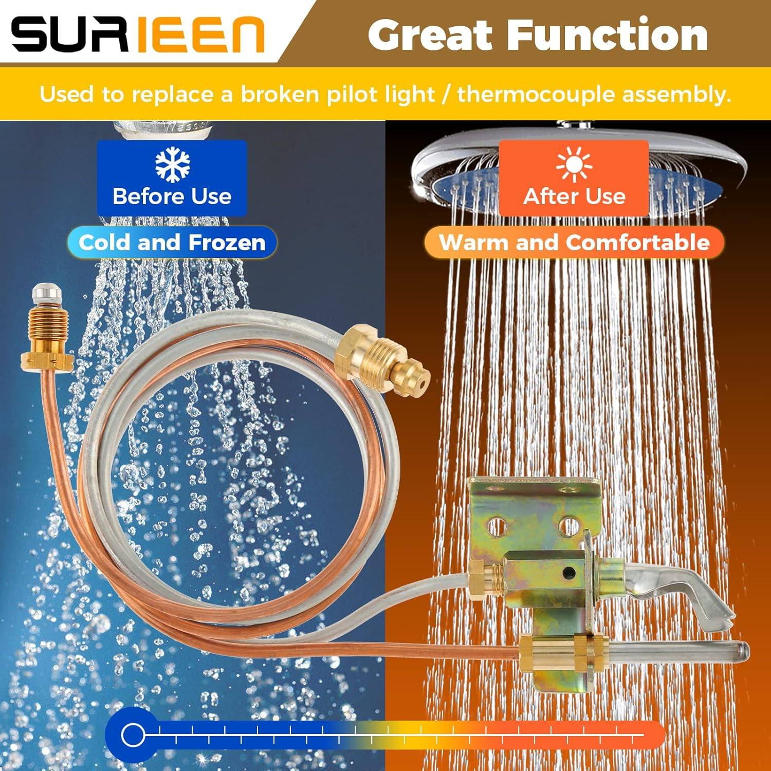 Water Heater Pilot Assembly, LP Propane Gas Water Heater Pilot Assembly Include Pilot Thermocouple and Tubing LP Propane Replacement for Desa, Reddy, All-Pro, Universal, NR, Sears, Remington image number 5