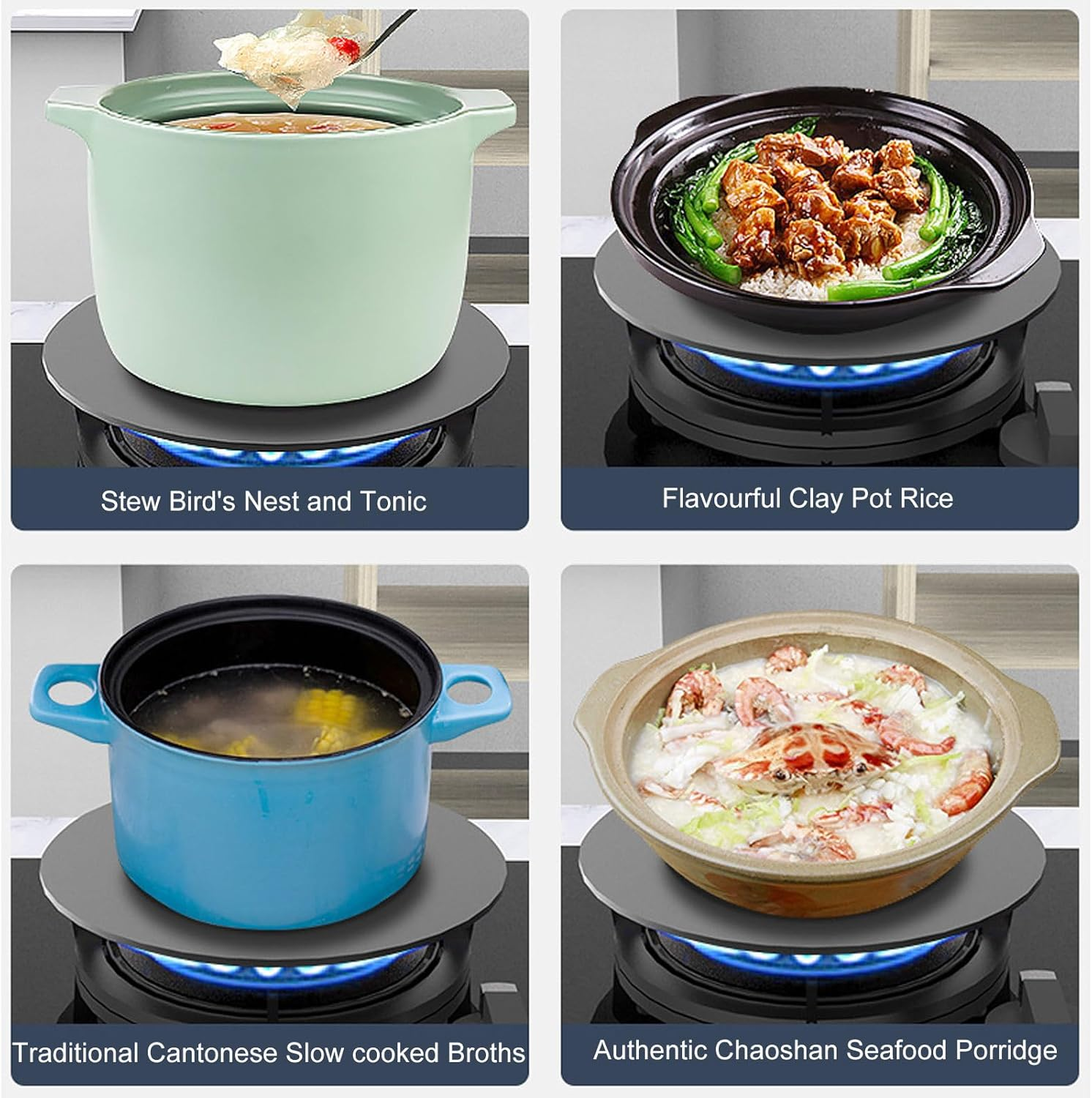 Heat Diffuser Plate Simmer Plate for Gas Stove Enhanced Heat Conduction Ware Heat Tamer,Energy Saving and Heat Preservation Ceramic Finish Heat, for Gas Stove Cookware Accessories image number 3