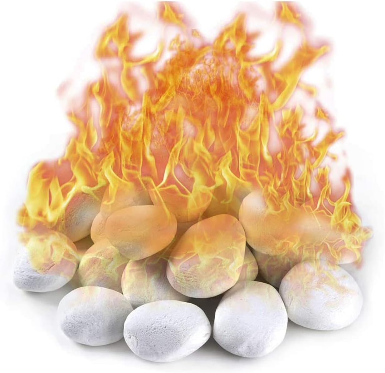 24 Gas Fireplace Pebbles, Gas Logs, round Ceramic Pebbles for Indoor Outdoor Fireplaces and Fire Pits, Decorative Landscape Stone (White) image number 1