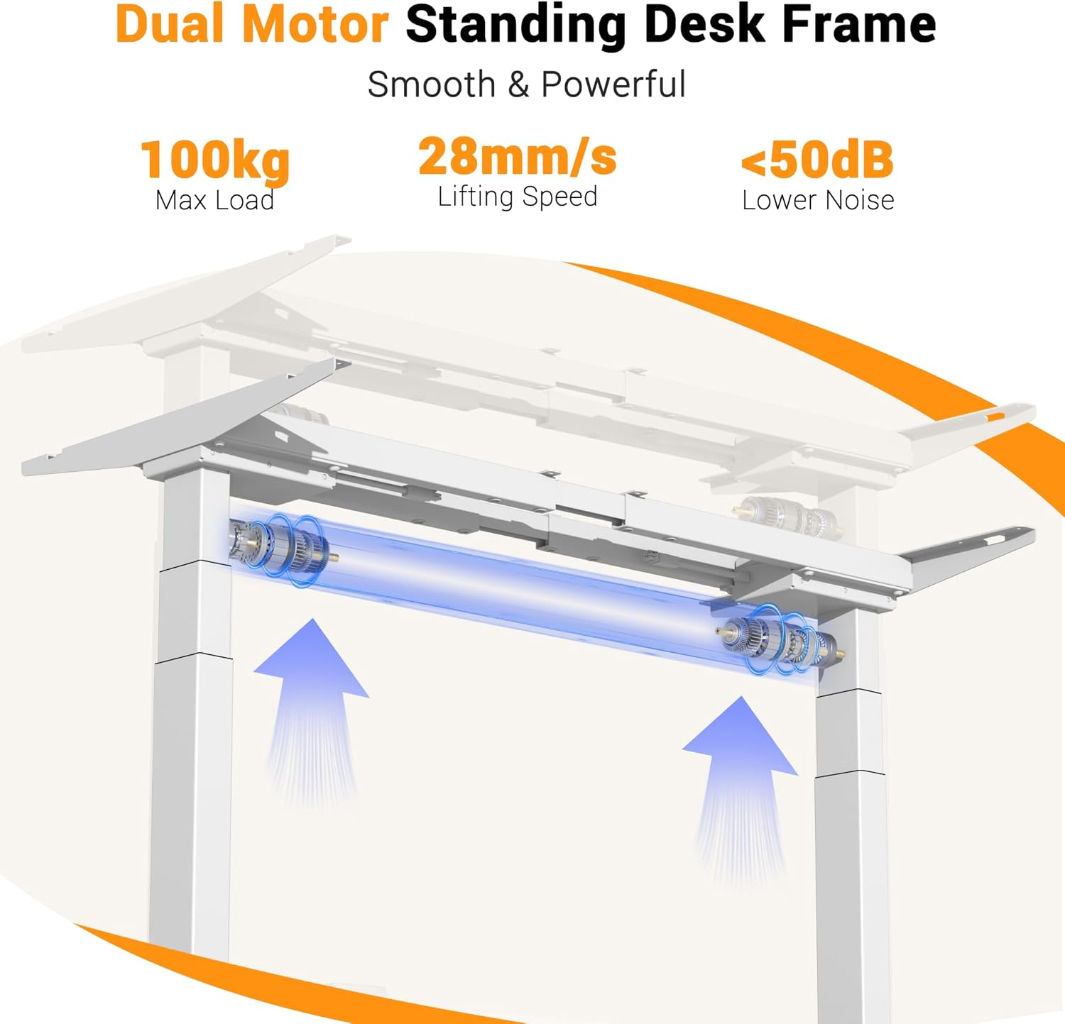 ERGOMAKER Height Adjustable Standing Desk Frame without Desktop, Dual Motor Three-Stage Electric Frame with Automatic Memory Smart Handset (3 Stage|Dual Motor, White) image number 5