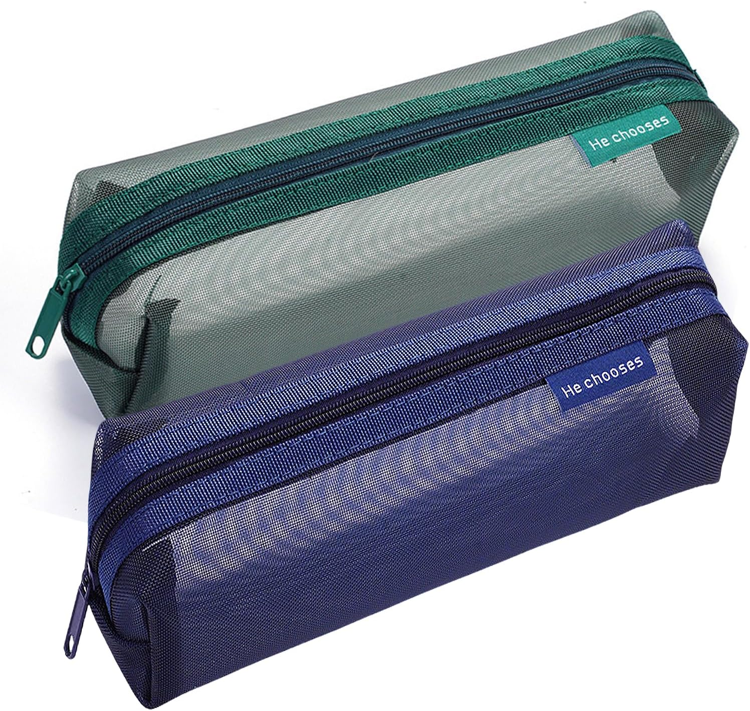 Mesh Cosmetic Bag Portable Clear Makeup Bags Mesh Zipper Pouch for Home Office Travel Accessories Organizer (2PCS White & Grey), Triangle-White-Grey-Black, S, [Value Pack] Package Includes 3