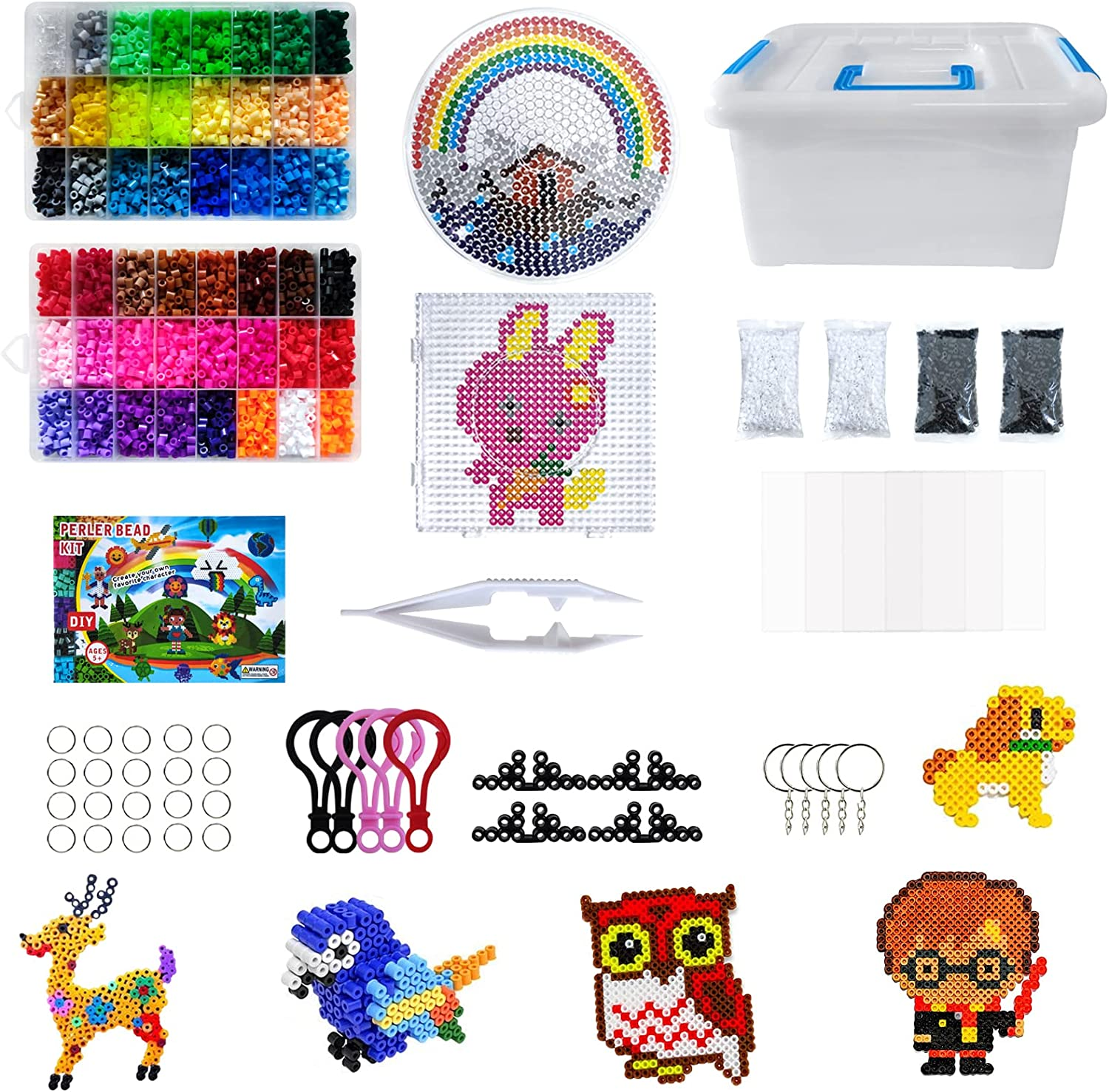 12800Pcs Fuse Beads Kit, CESTLAVIE 48 Colors Perler Bead Kit for Kids Including 5Mm Melty Beads, Fuse Beads Pegboards & Colored Beads Pattern for Crafting DIY Projects image number 6