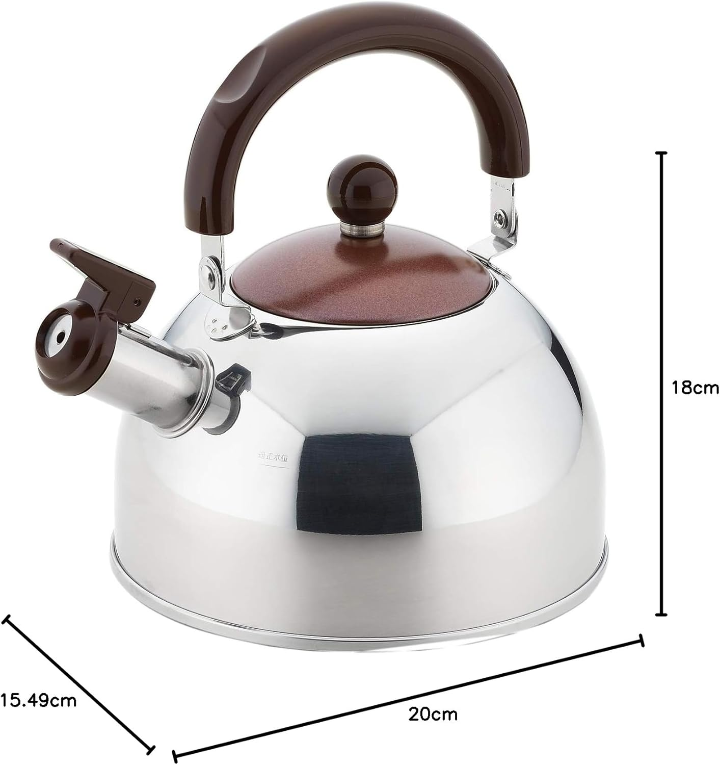 Yoshikawa SJ2433 Kettle, Whistling Kettle, Made in Japan, Compatible with Gas Fire, 0.3 Gal (1.8 L), Chocolate, Brown image number 3