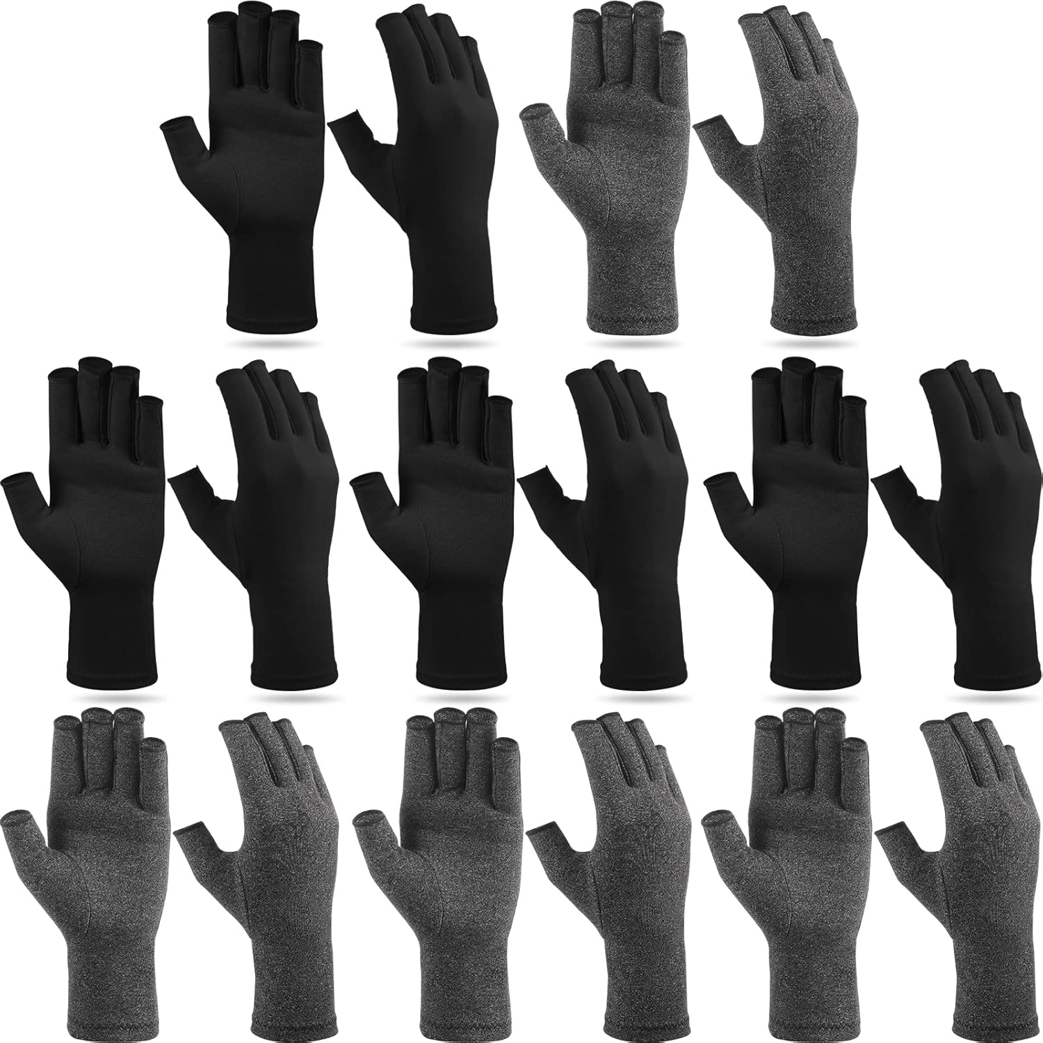 Crowye 8 Pairs Arthritis Compression Gloves Relieve Muscle Pain Fingerless Gloves Bulk Typing Gloves for Women Men