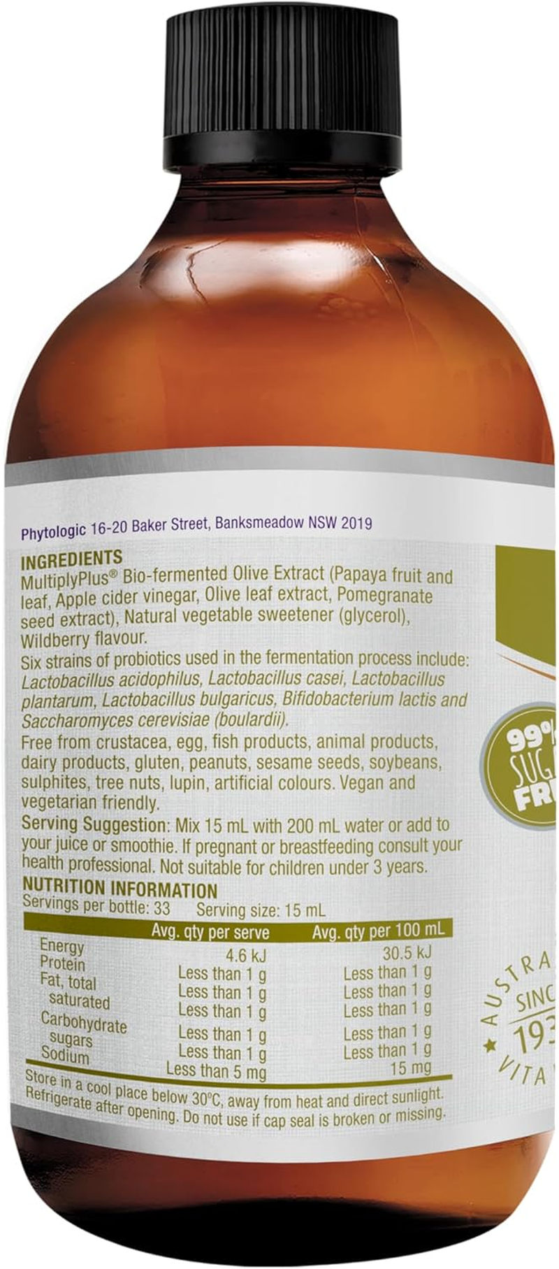Henry Blooms Bio-Fermented Probiotic Olive Leaf Extract Concentrate, 500Ml