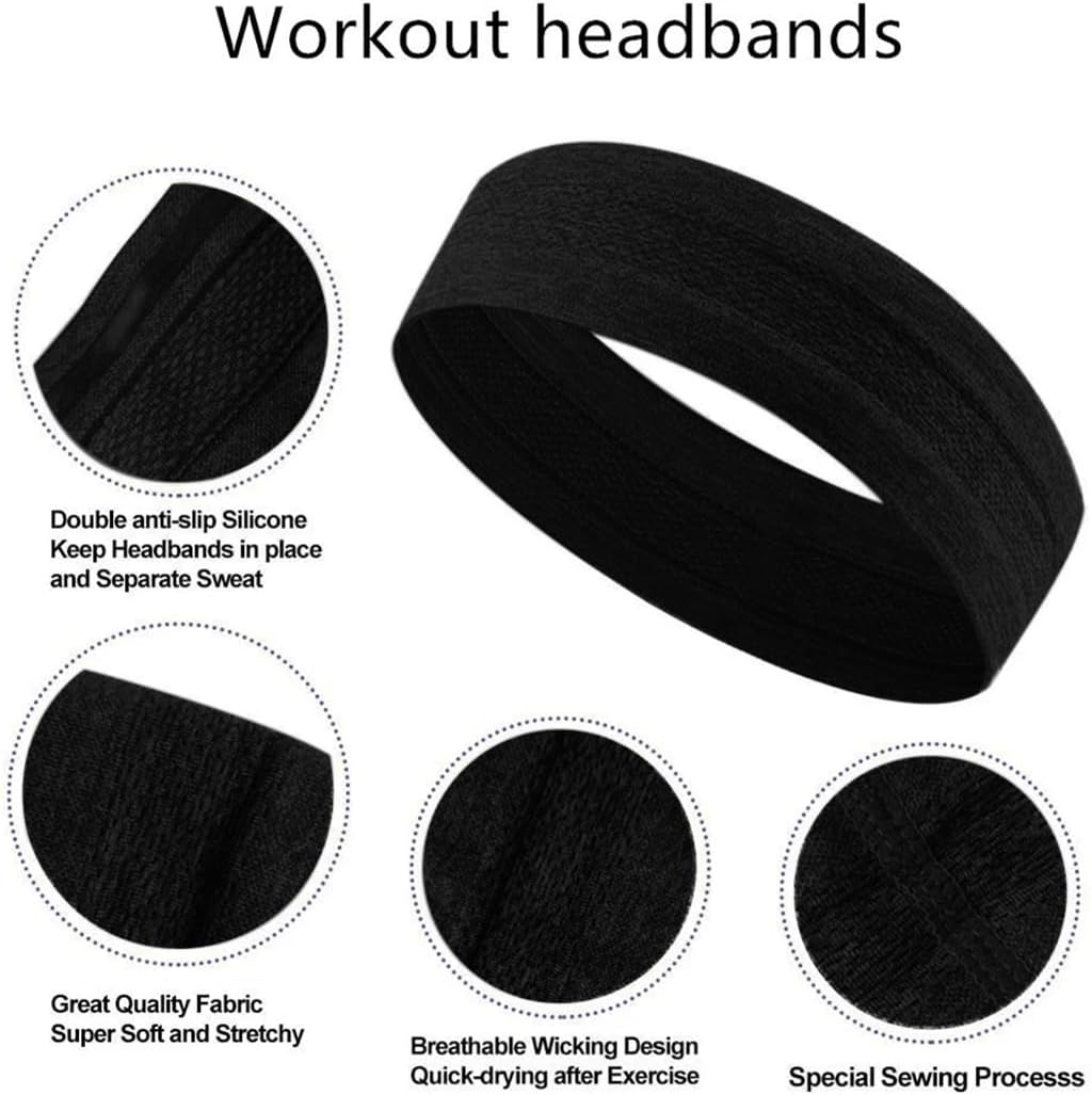 PHCOZY Women'S Thin Summer Headband Sports Headbands Sweat Hair Bands Soft Elastic Headband for Women Yoga Workout Fitness Headbands Pack of 10 image number 2