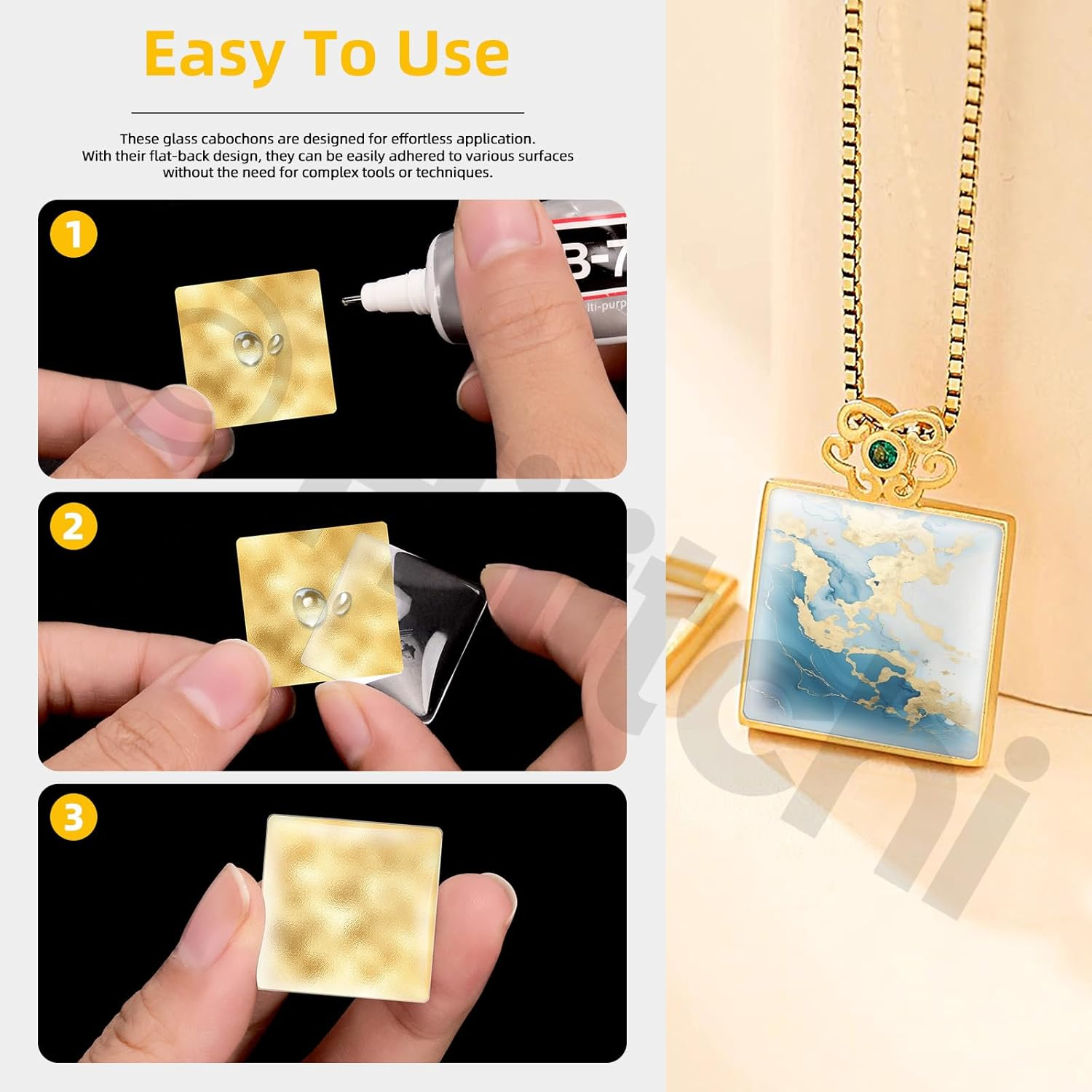 Hilitchi 110PCS 5 Sizes Square Shaped Glass Dome Tiles Assortment Kits 10MM 15MM 20MM 25MM 30MM Transparent Glass Dome Cabochons Flat Glass Bead Cabochon Tile for DIY Jewelry Photo Pendant Making image number 1